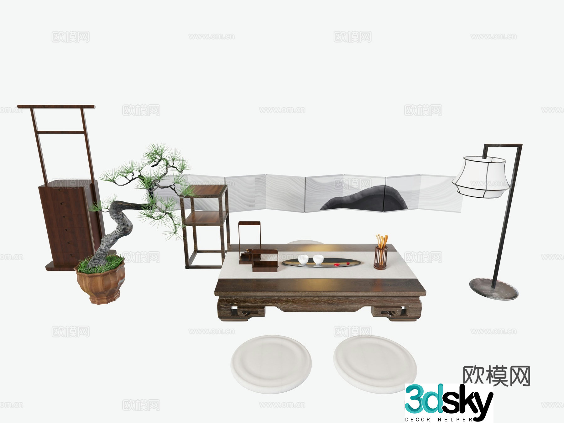 New Chinese style tea table tea table bay window tea table 3D model