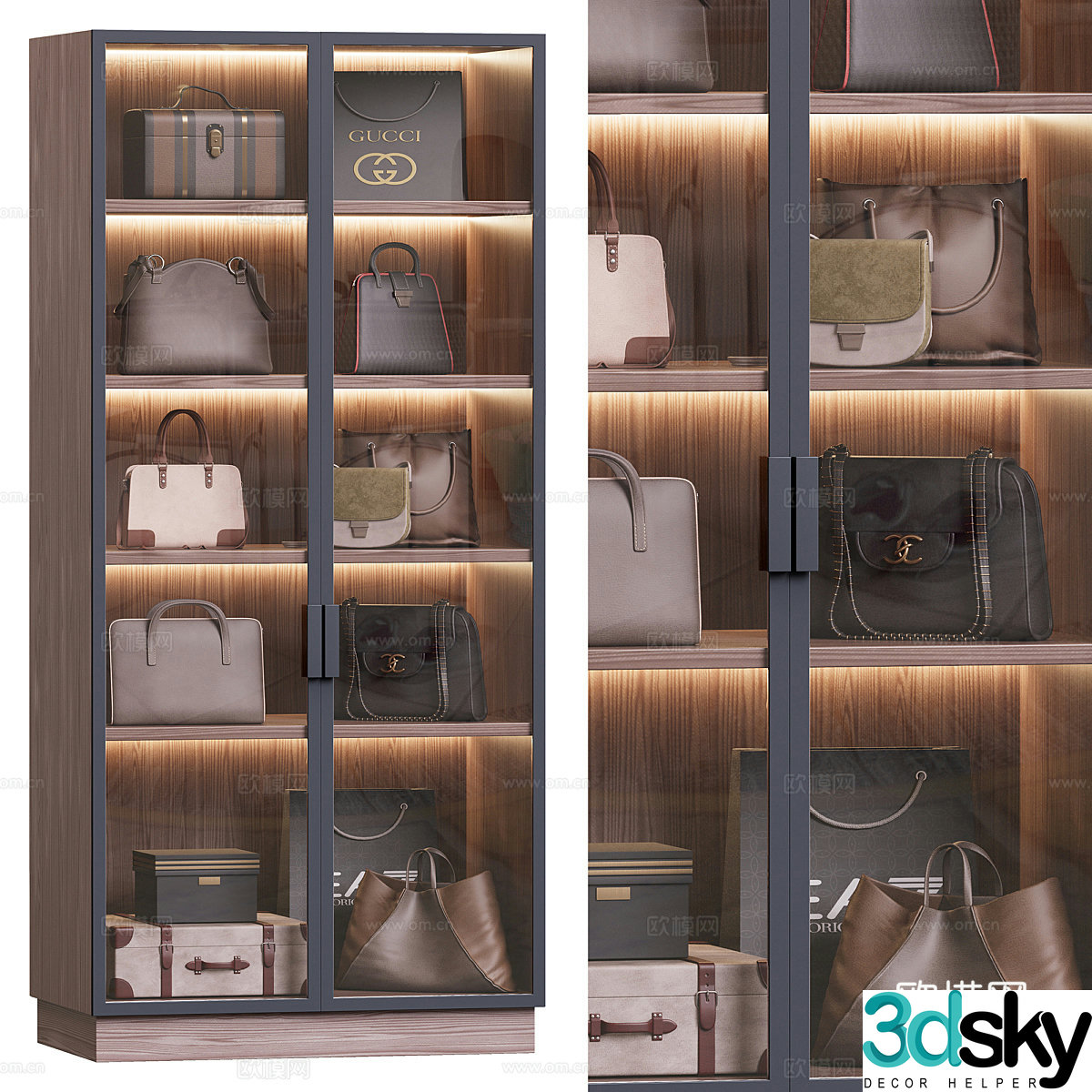 Modern light luxury wardrobe storage cabinet 3D model