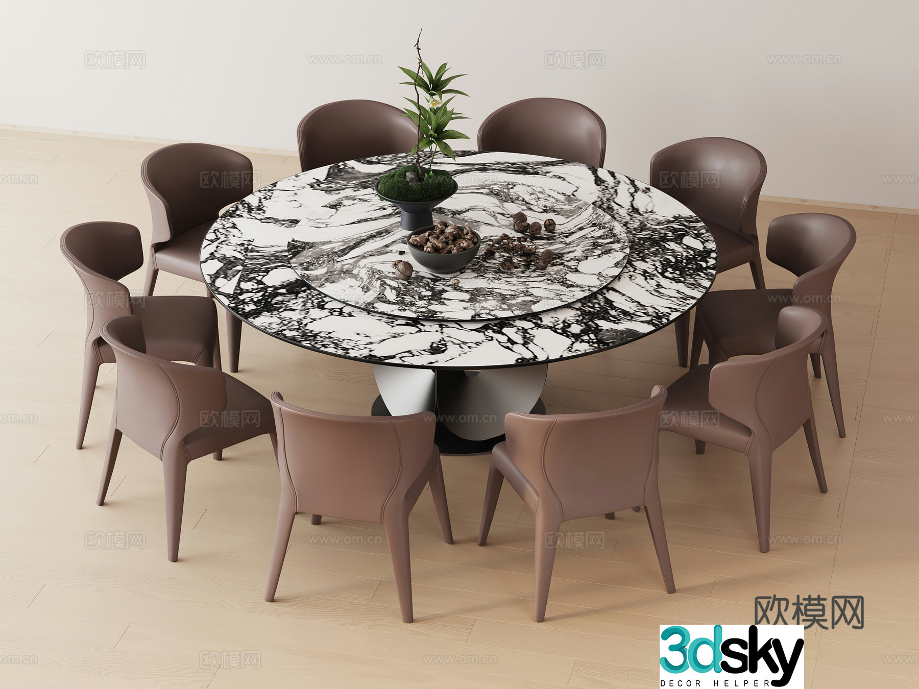 Round dining table 3d model