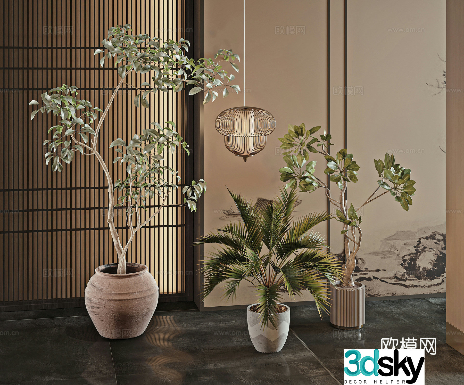 Modern green plant potted 3D model
