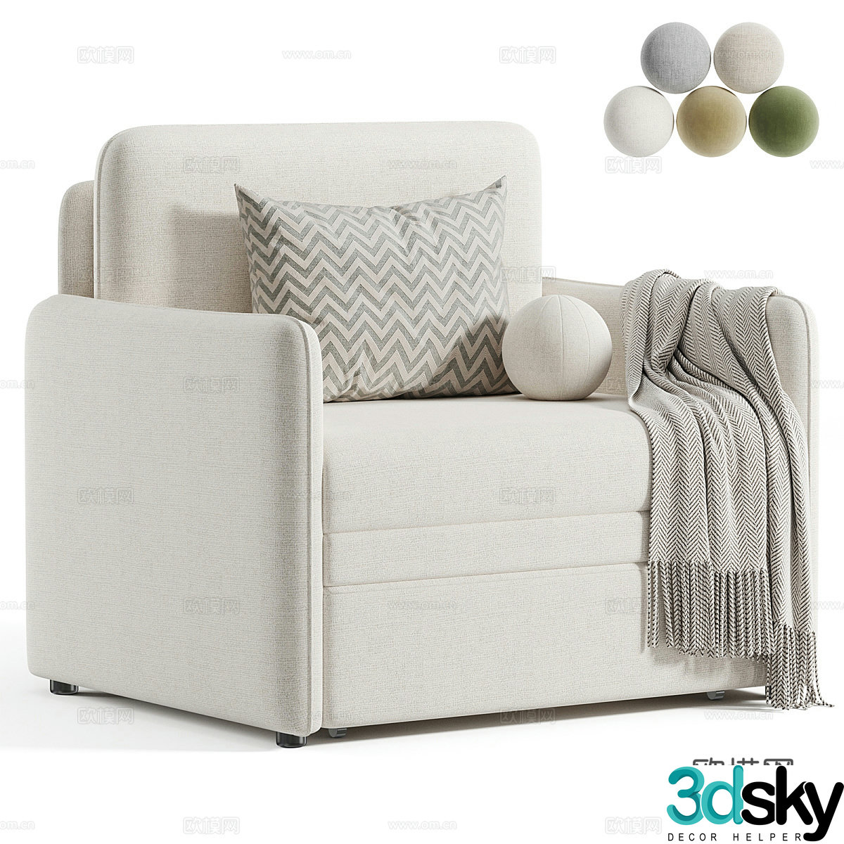Modern Creamy Cases Armchair 3d Model
