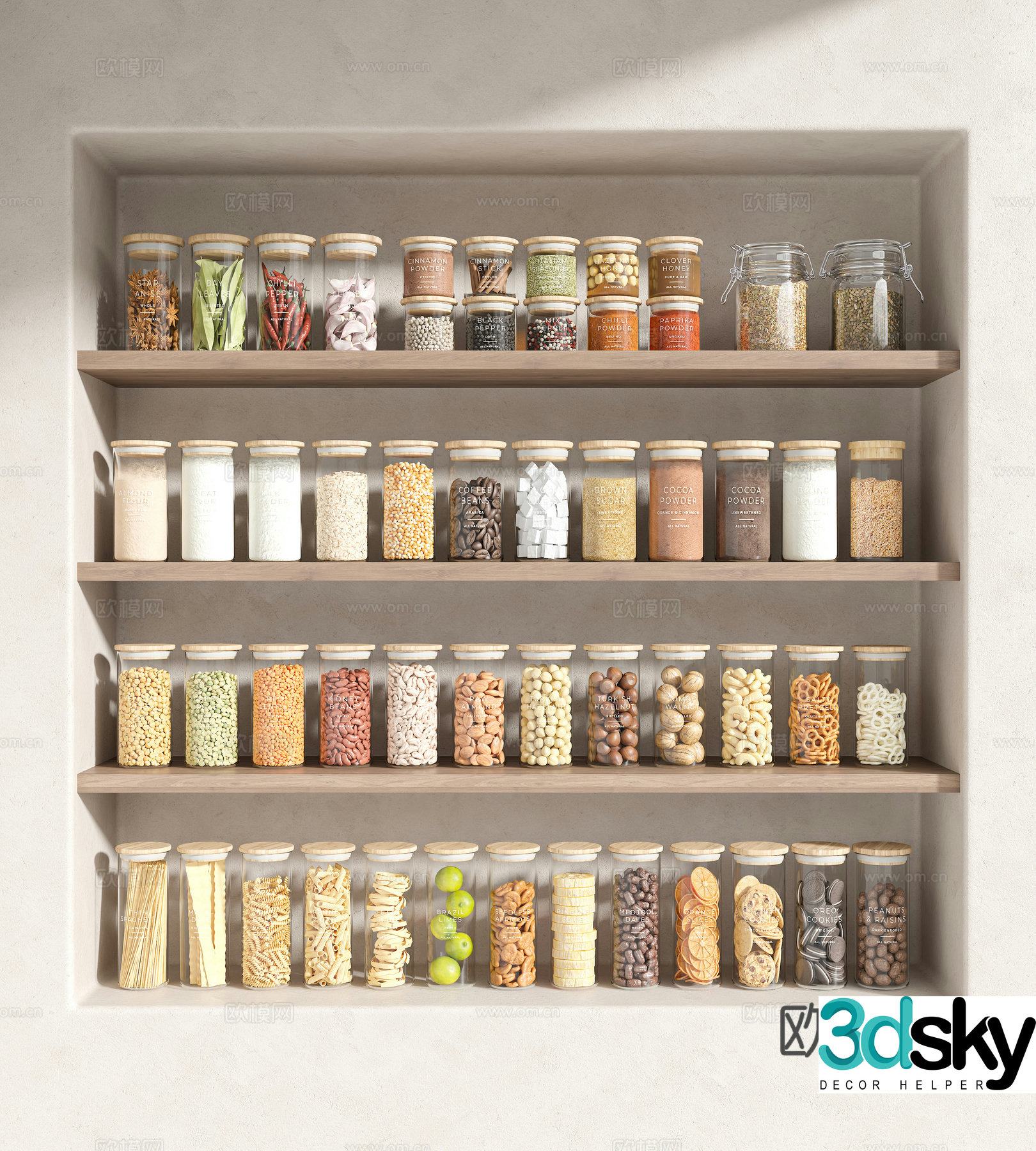 Seasoning cabinet Seasoning bottle Food Spice seasoning kitchen supplies Storage bottle jar 3D model