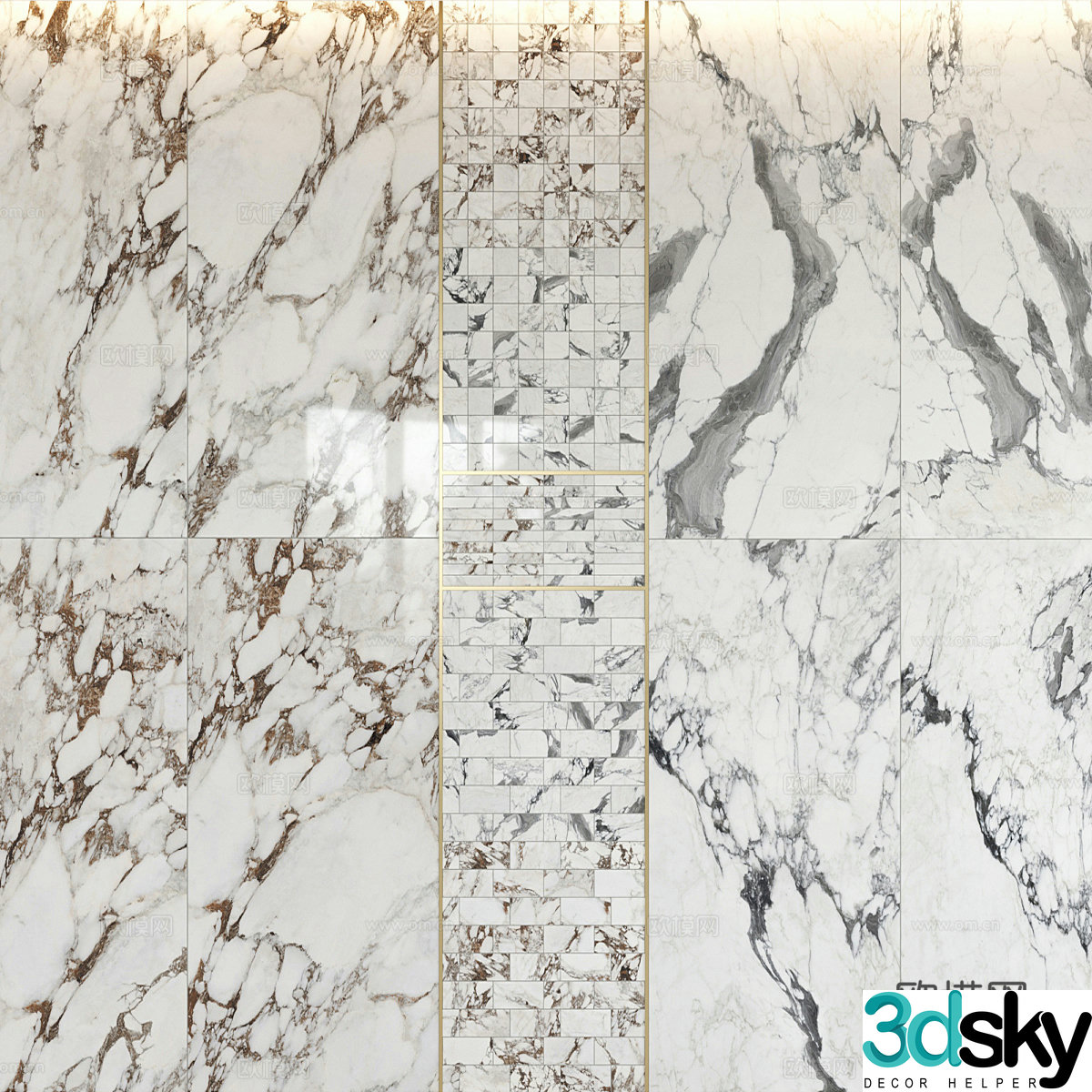 3D model of rock slab marble tile material