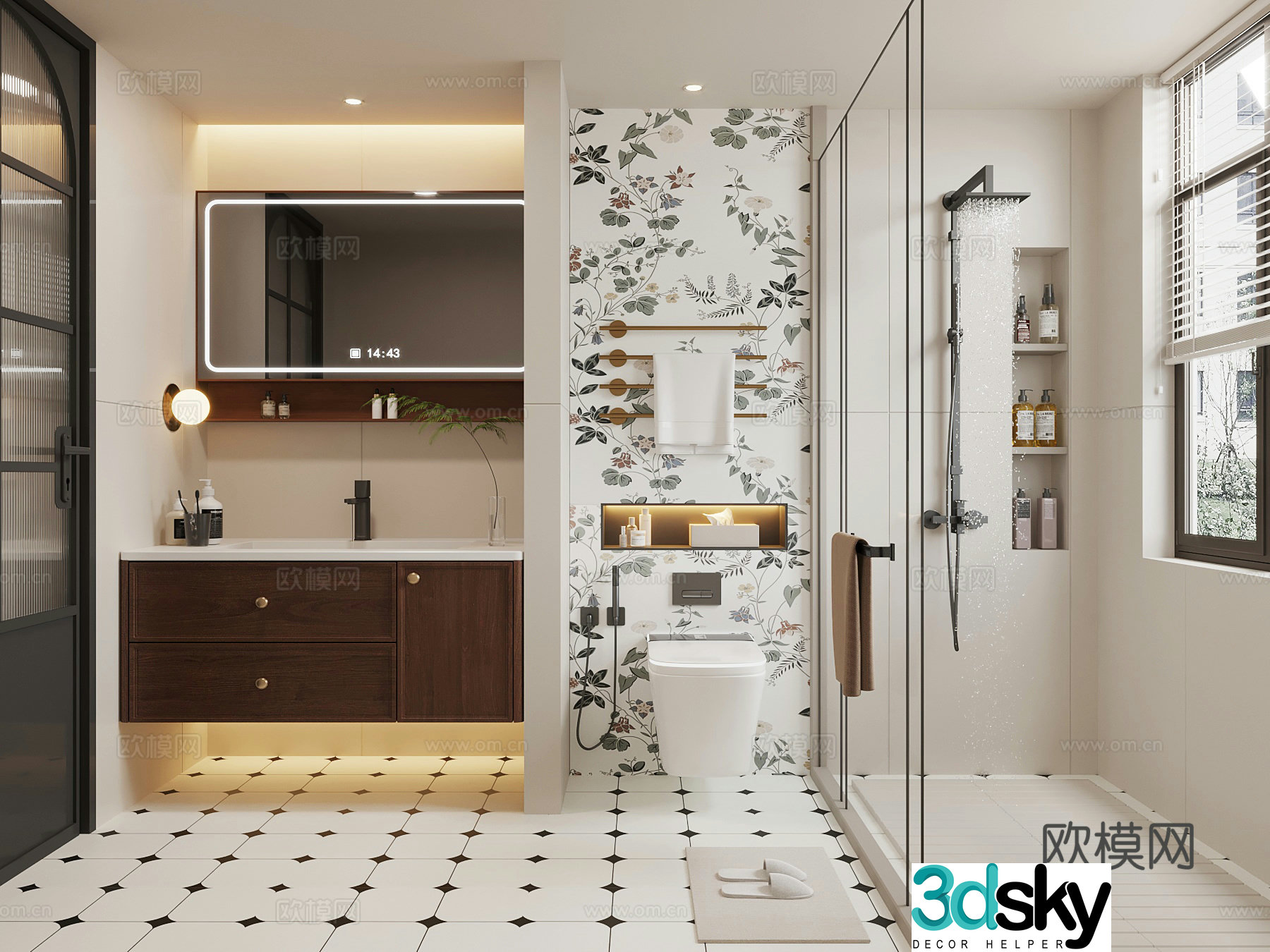 Bathroom cabinet medieval style bathroom cabinet toilet shower room 3d model