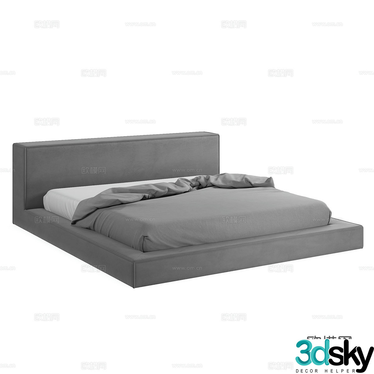 Modern simple double bed Double bed Simple bed Bedroom bed Pillow 3D model