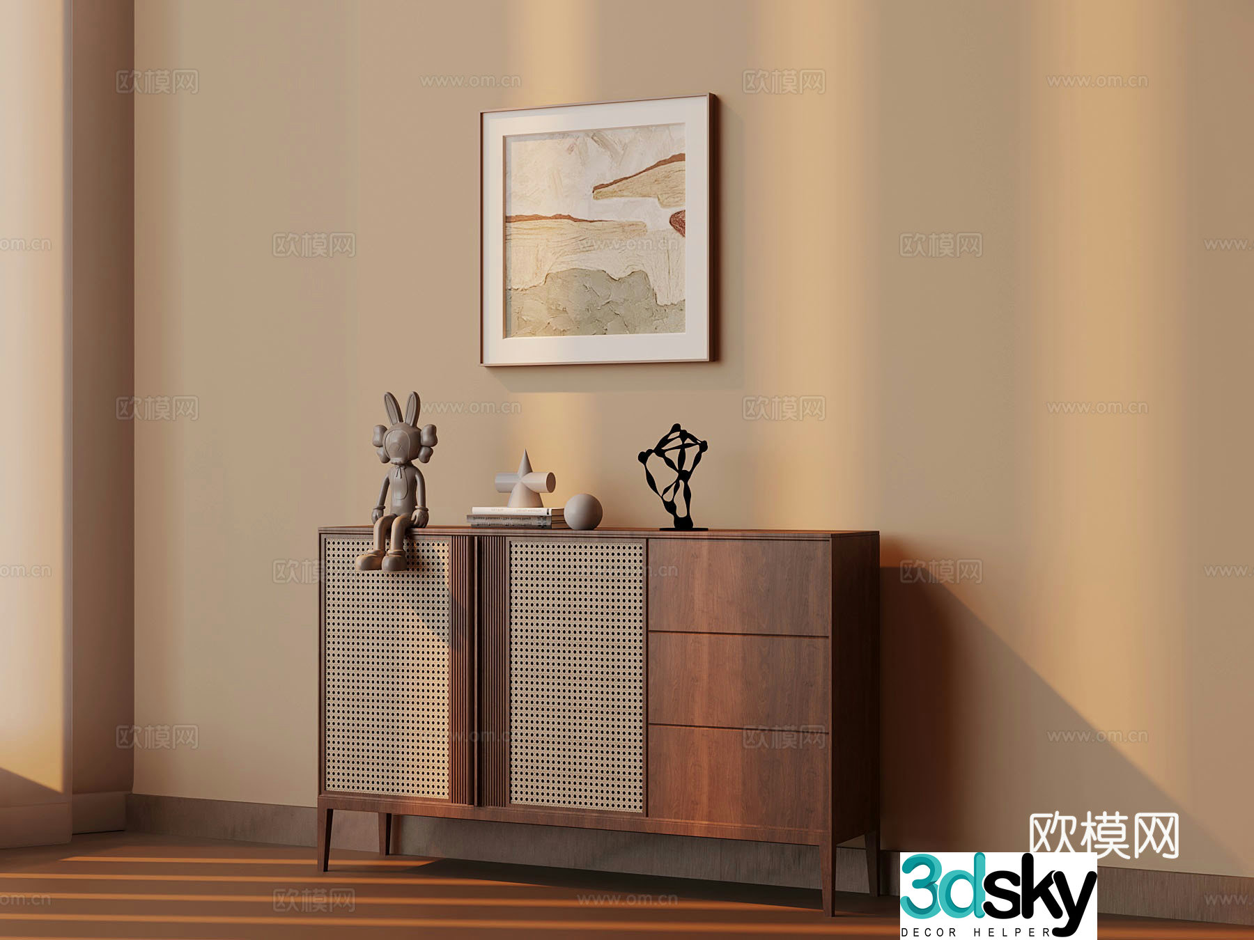 New Chinese side cabinet ornament 3D model