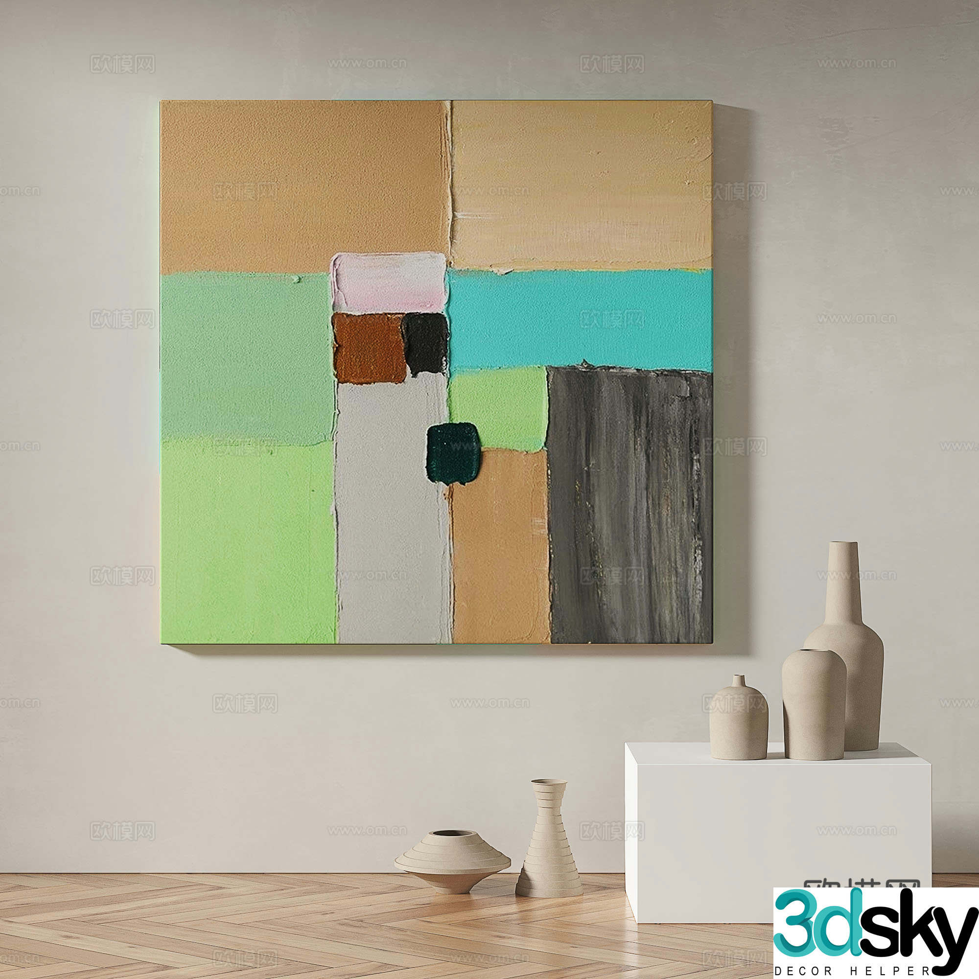 Modern minimalist abstract decorative painting 3d model