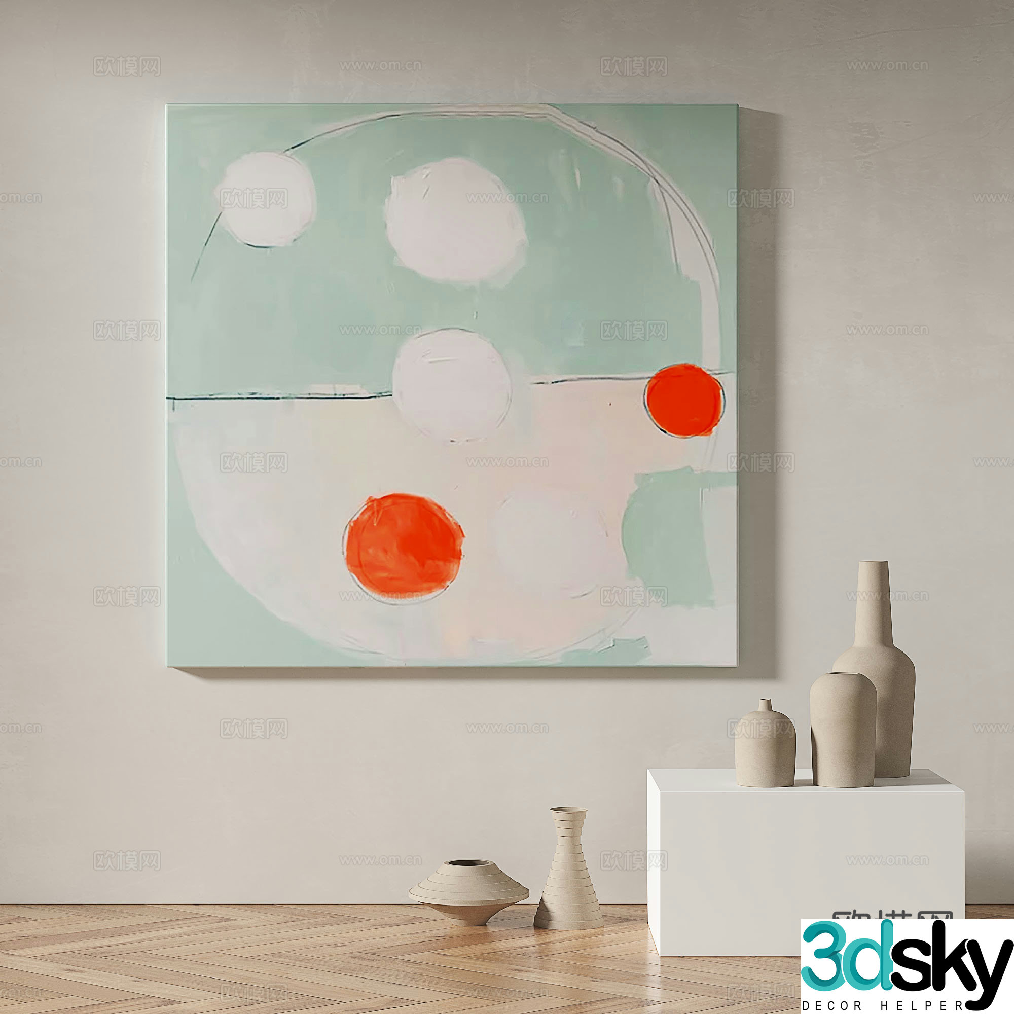 Modern minimalist abstract decorative painting 3d model