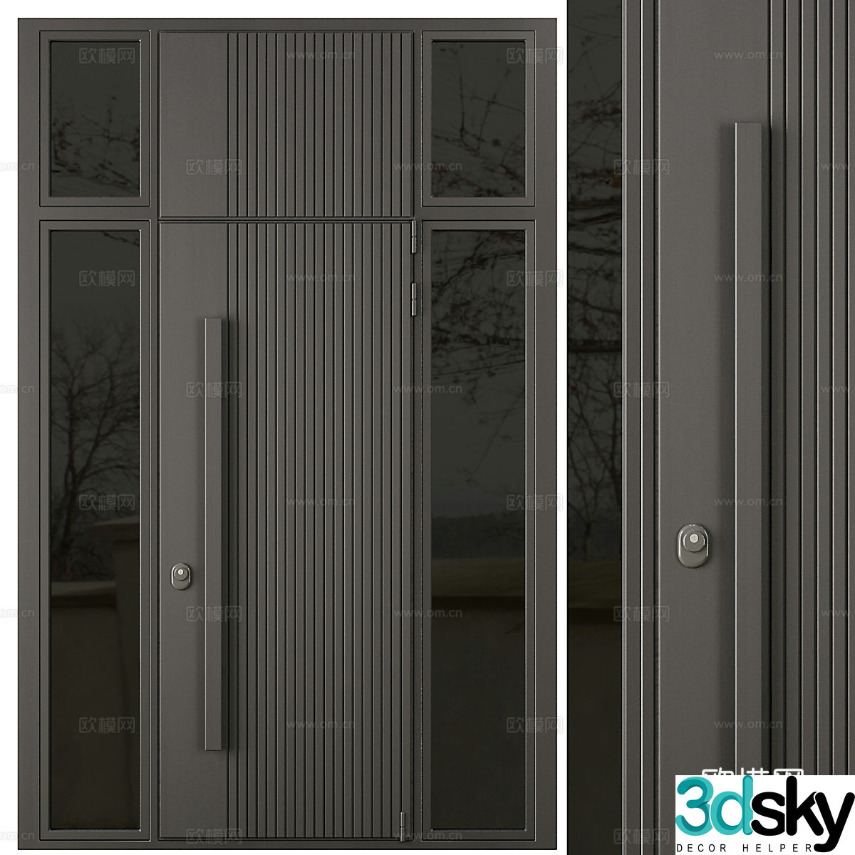 Modern Italian minimalist entry door 3D model