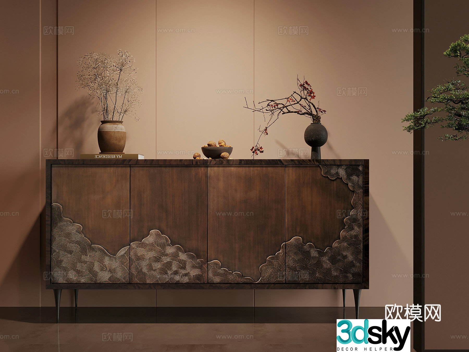 Porch Cabinet New Chinese style porch Cabinet 3D model