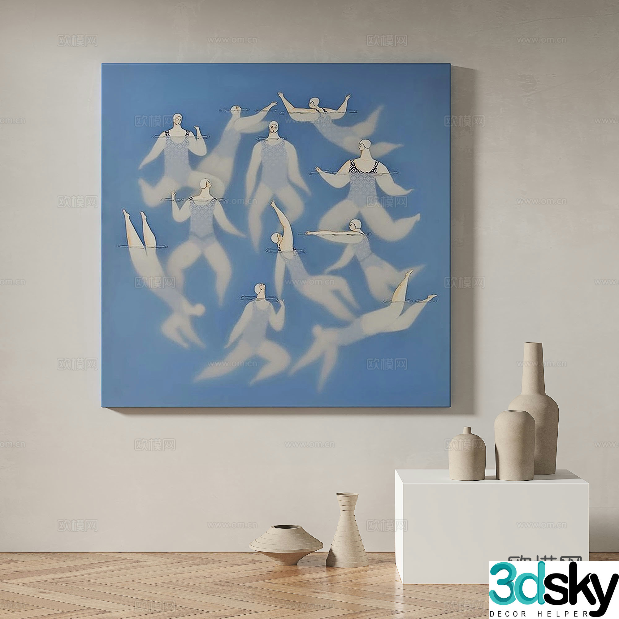 Modern minimalist abstract decorative painting 3d model