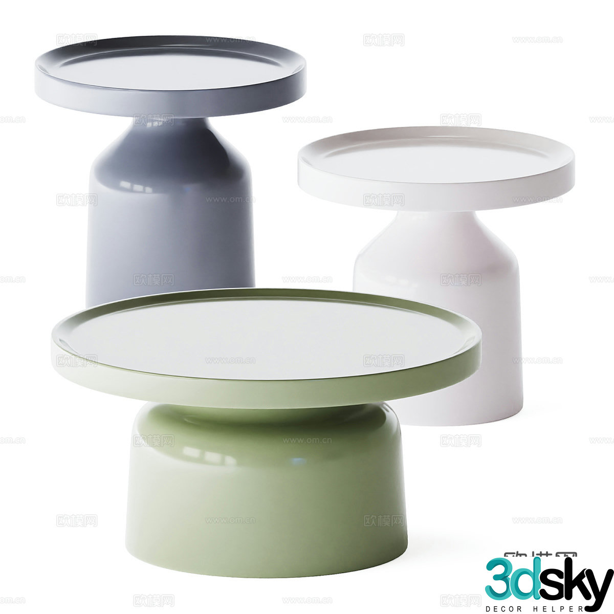 Modern cream style round coffee table 3d model