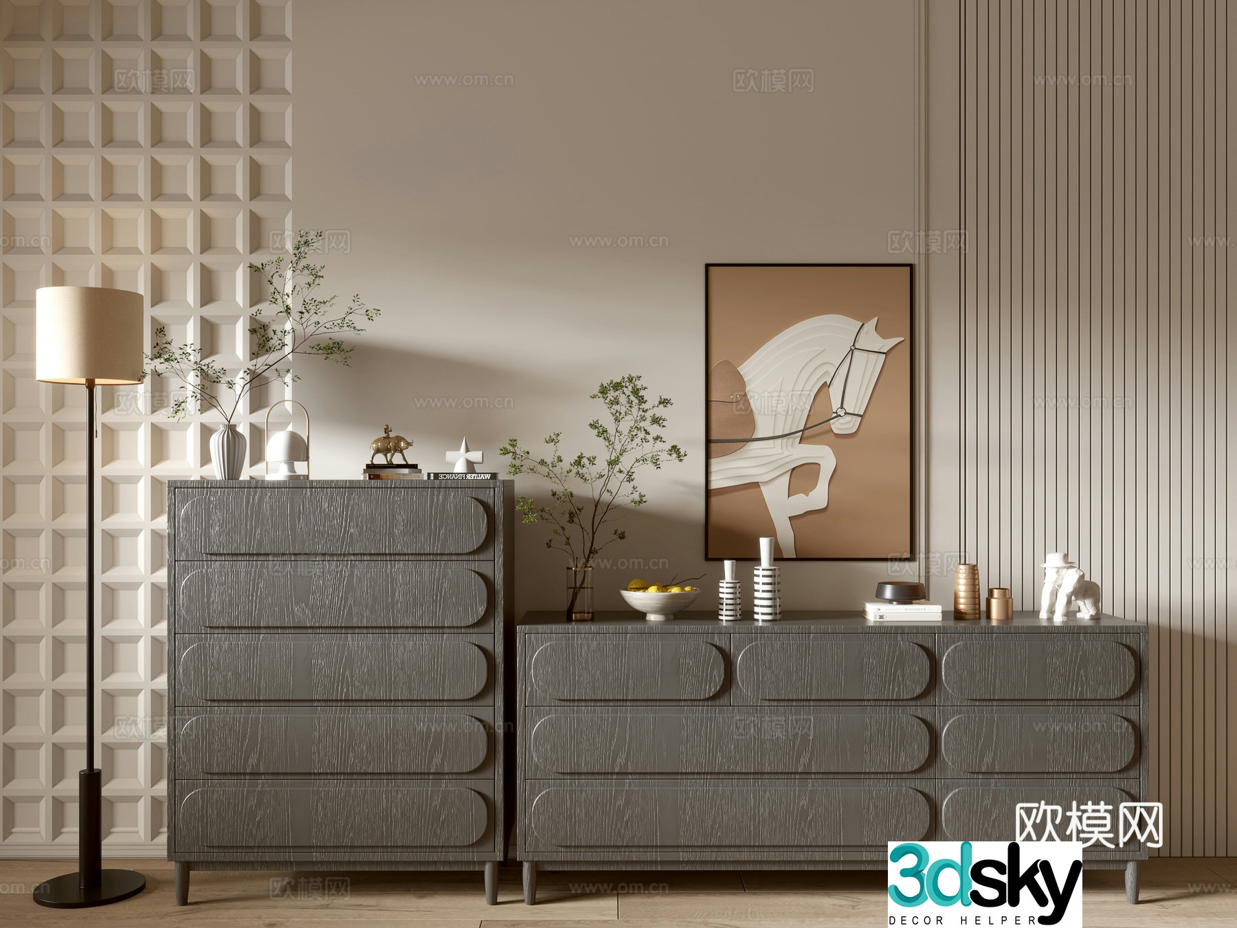 Modern black wood grain porch cabinet sideboard balcony cabinet storage cabinet entrance porch cabinet 3D model