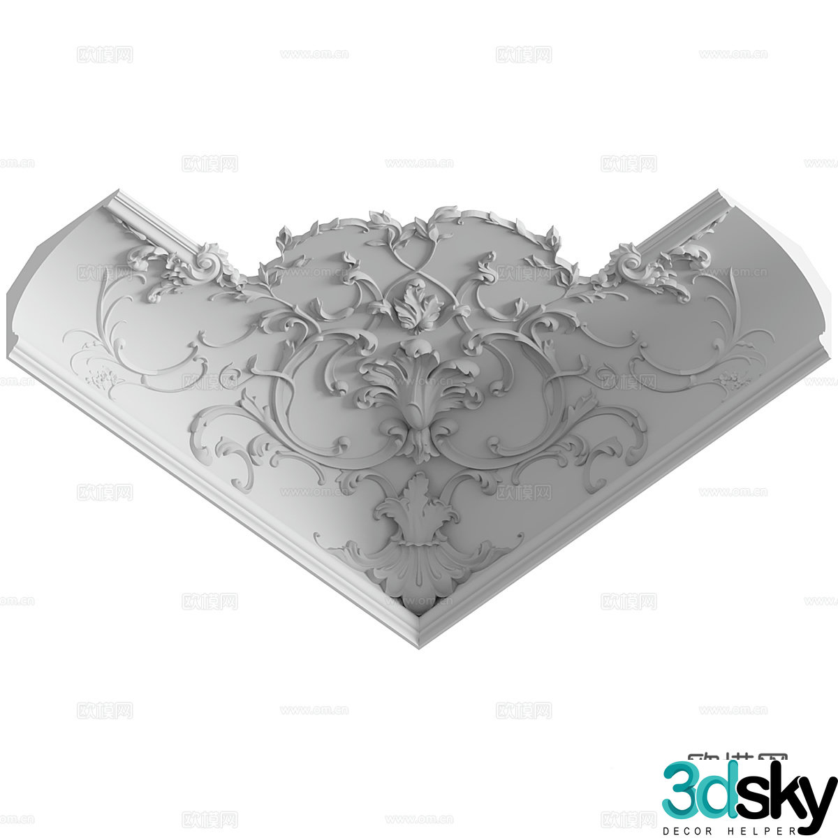 French corner carved 3d model