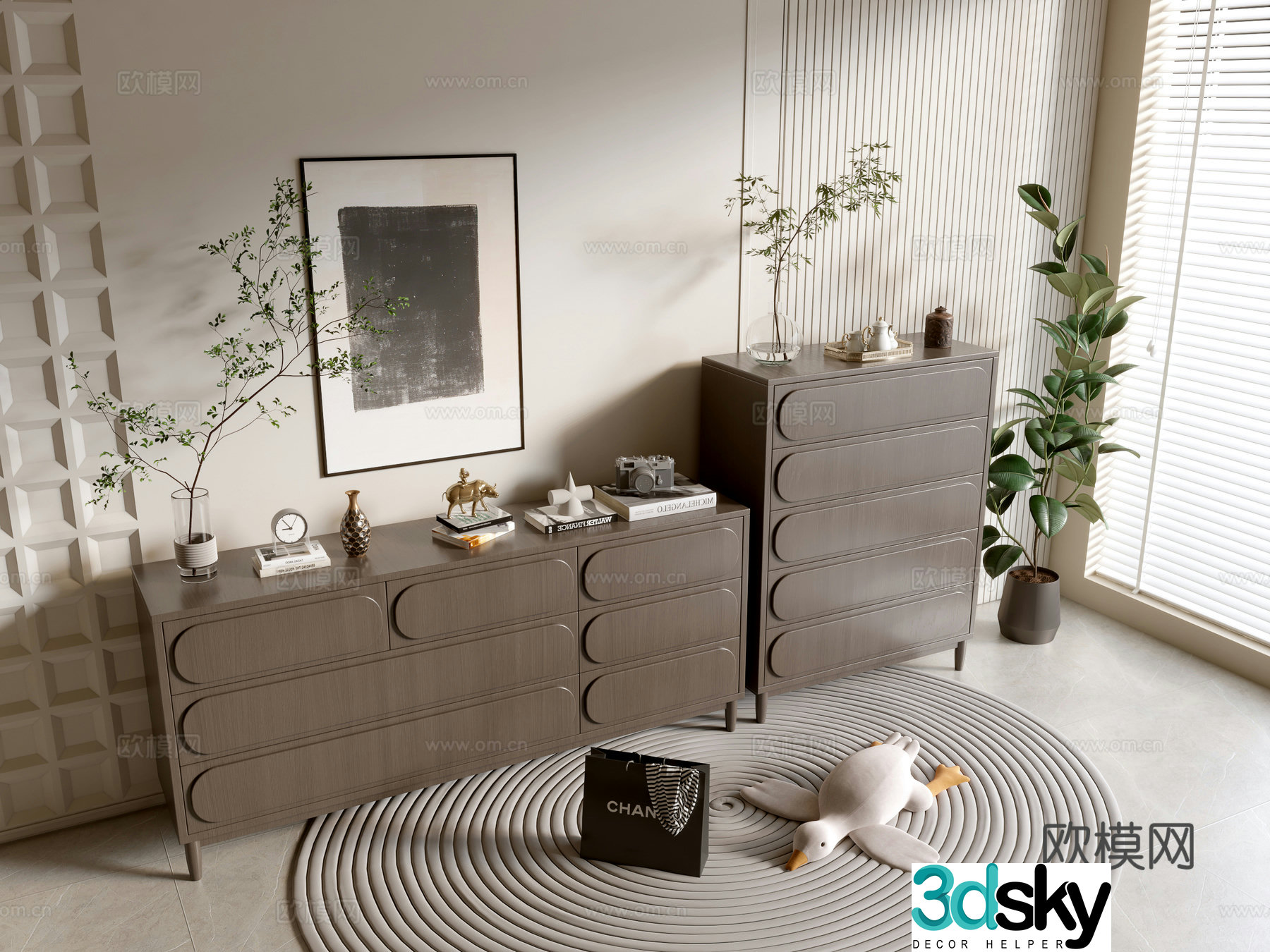 Modern black cabinet side cabinet chest of cabinets low cabinet whole cabinet side cabinet balcony cabinet storage cabinet 3d model