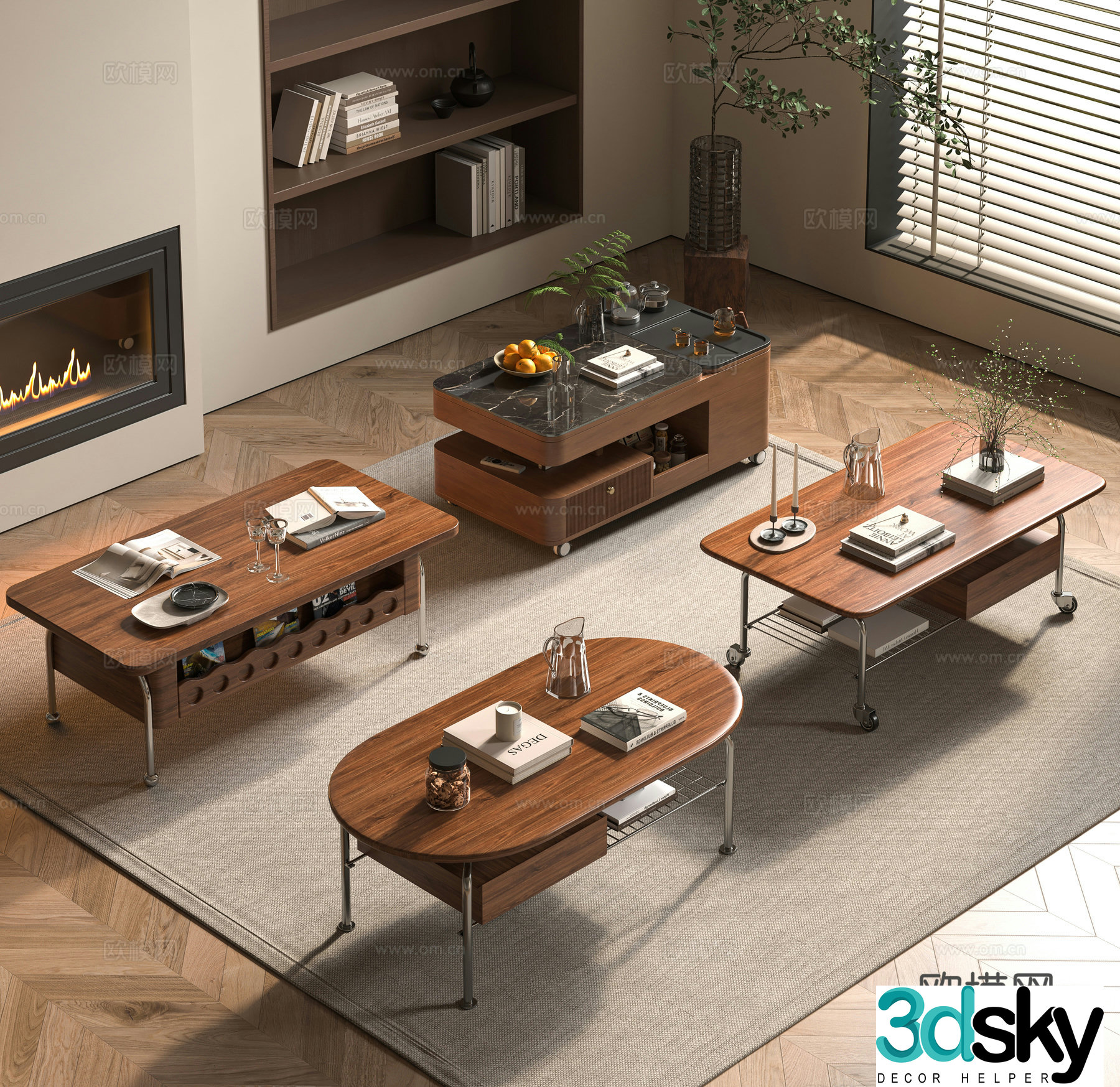 Middle-aged style coffee table 3D model