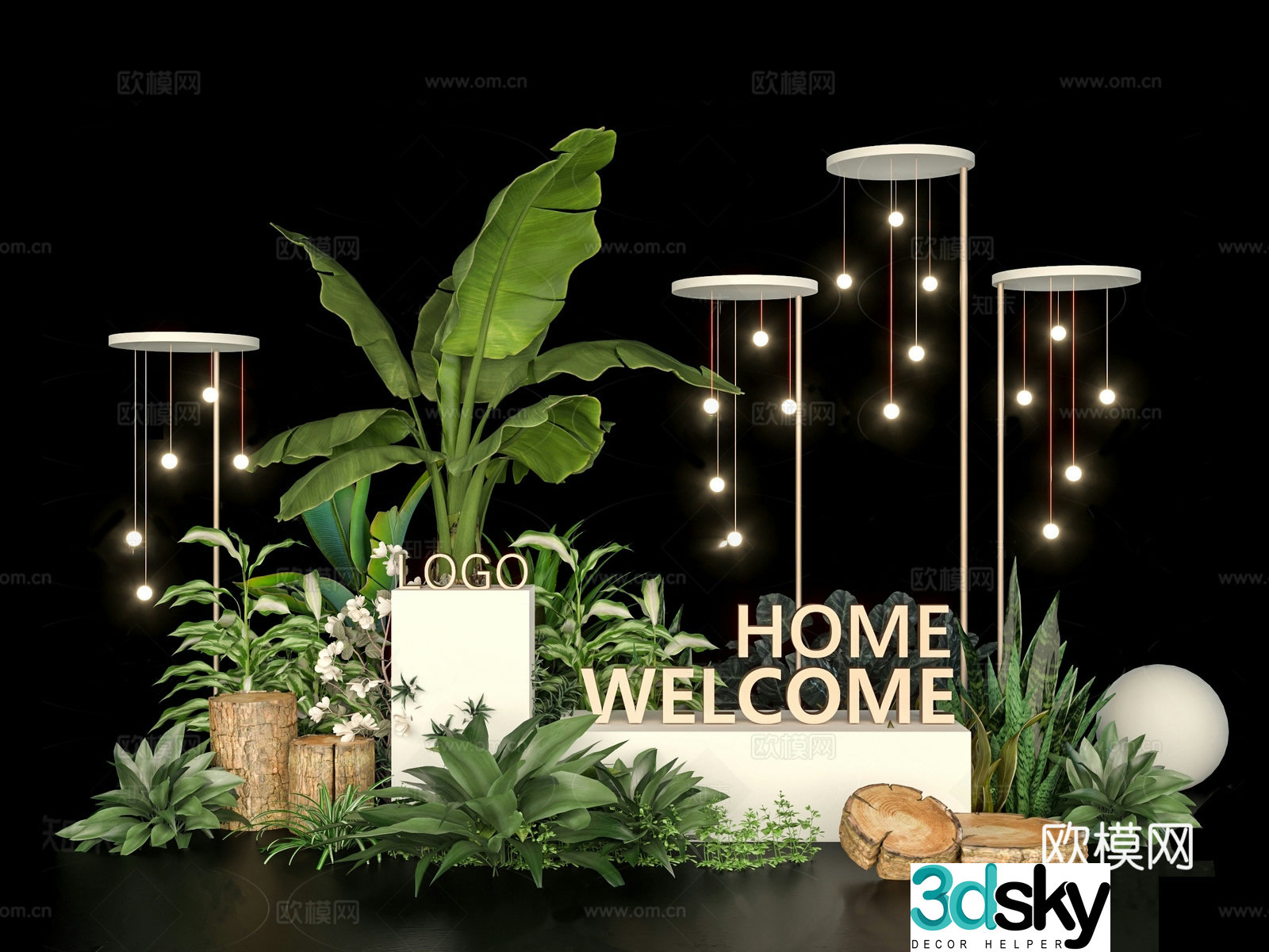 Modern plant beauty internet celebrity check-in and photo 3D model