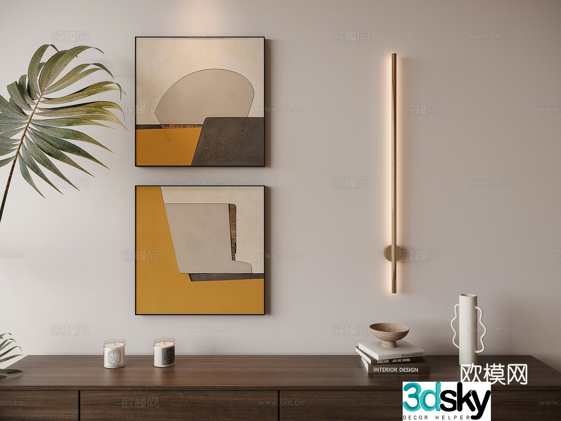 Modern light luxury decorative painting 3d model