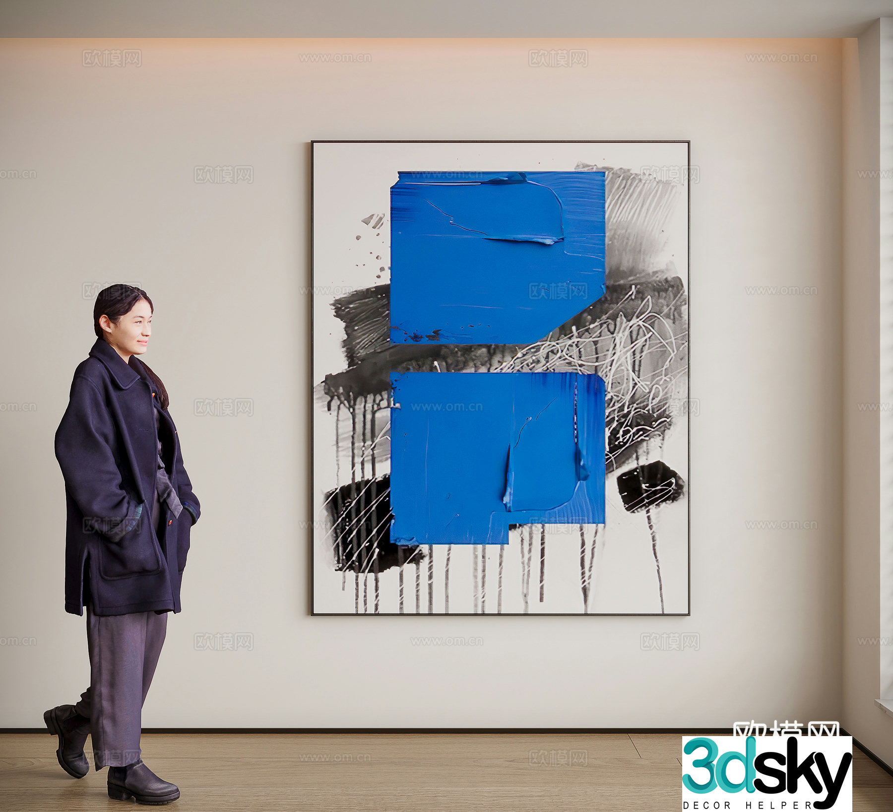 Modern minimalist decorative painting 3d model