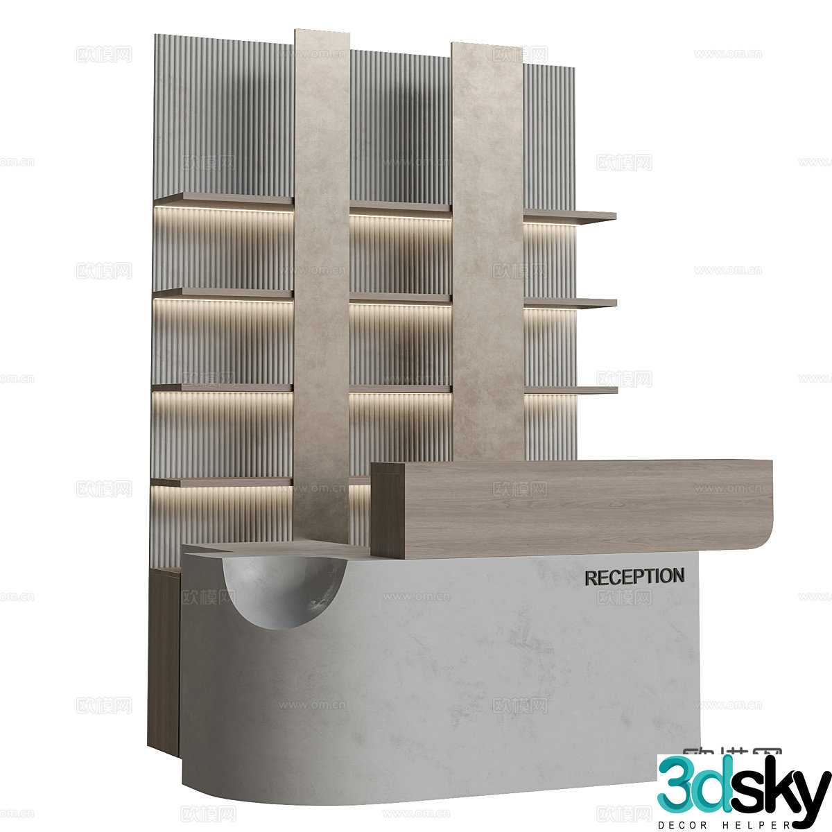 New Chinese style reception desk bar 3D model