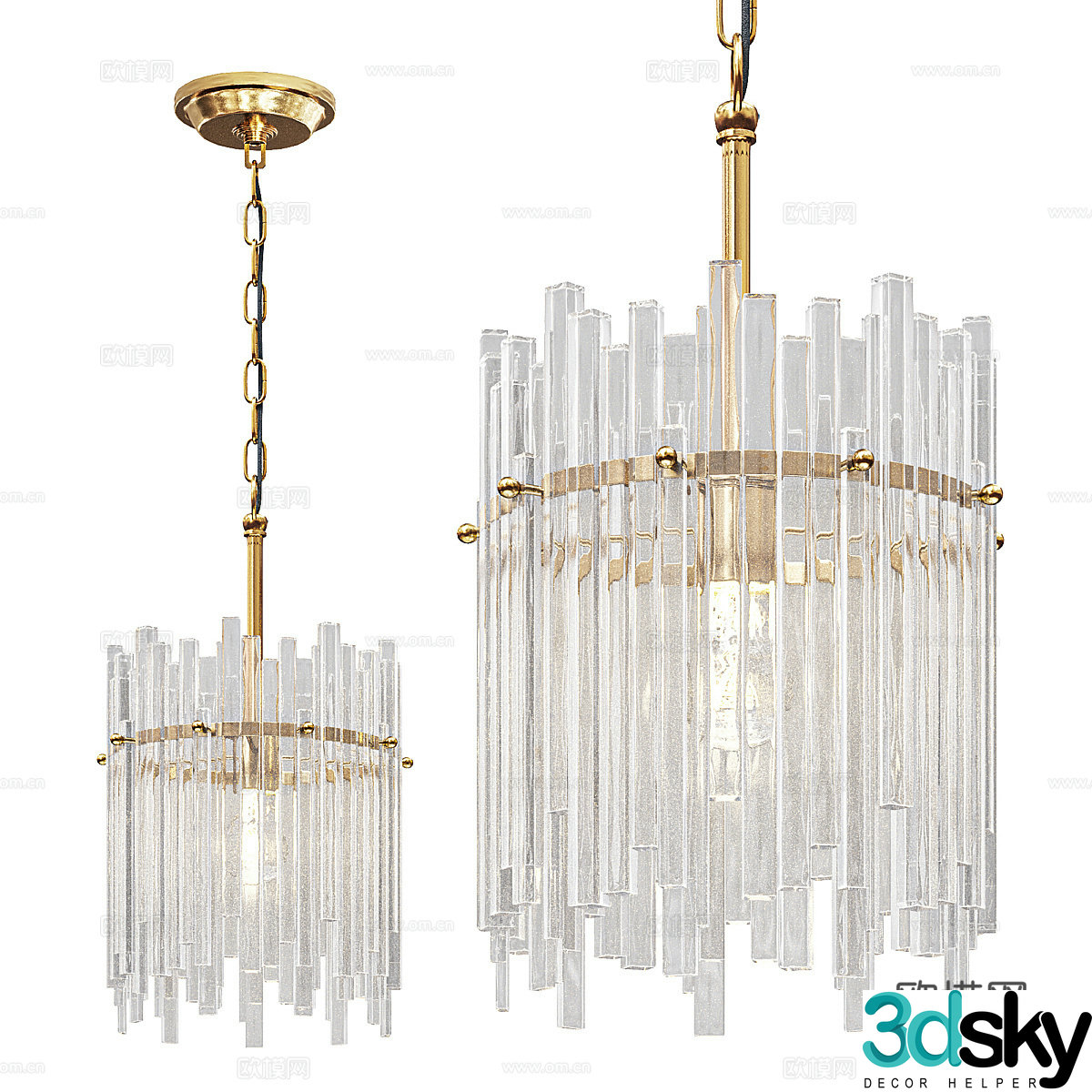 New Chinese style light luxury Brinicle crystal chandeliers 3D model
