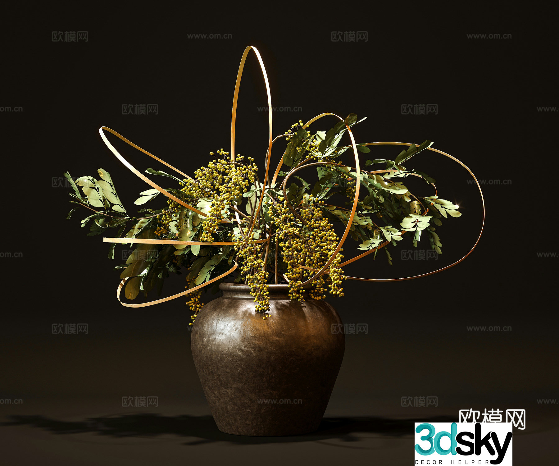 3D model of flower arrangement of vase
