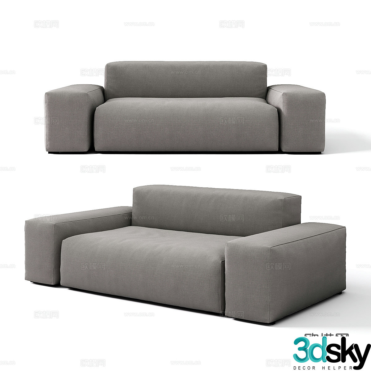 Modern simple double sofa double sofa simple sofa living room sofa pillow 3D model
