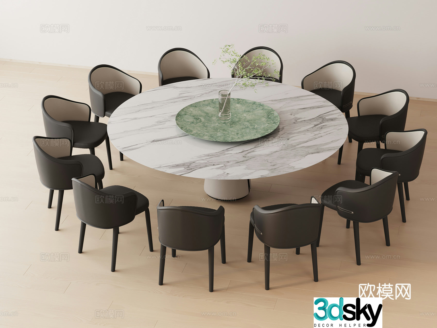 Round dining table 3d model