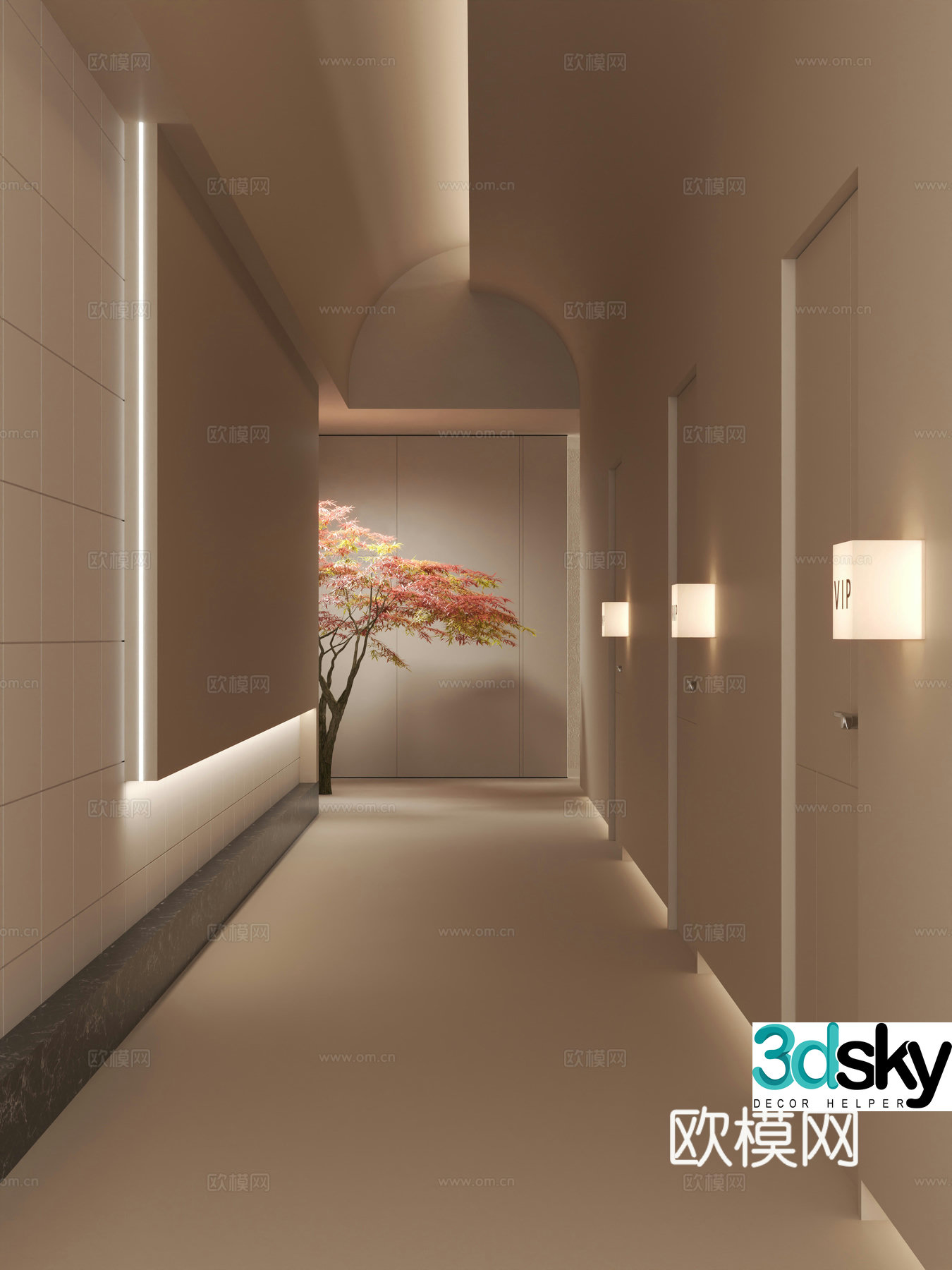 Modern Cream Corridor_Office Corridor_Beauty and Hairdressing Medical Beauty Store_Hotel Channel_Beauty Salon Channel 3D Model