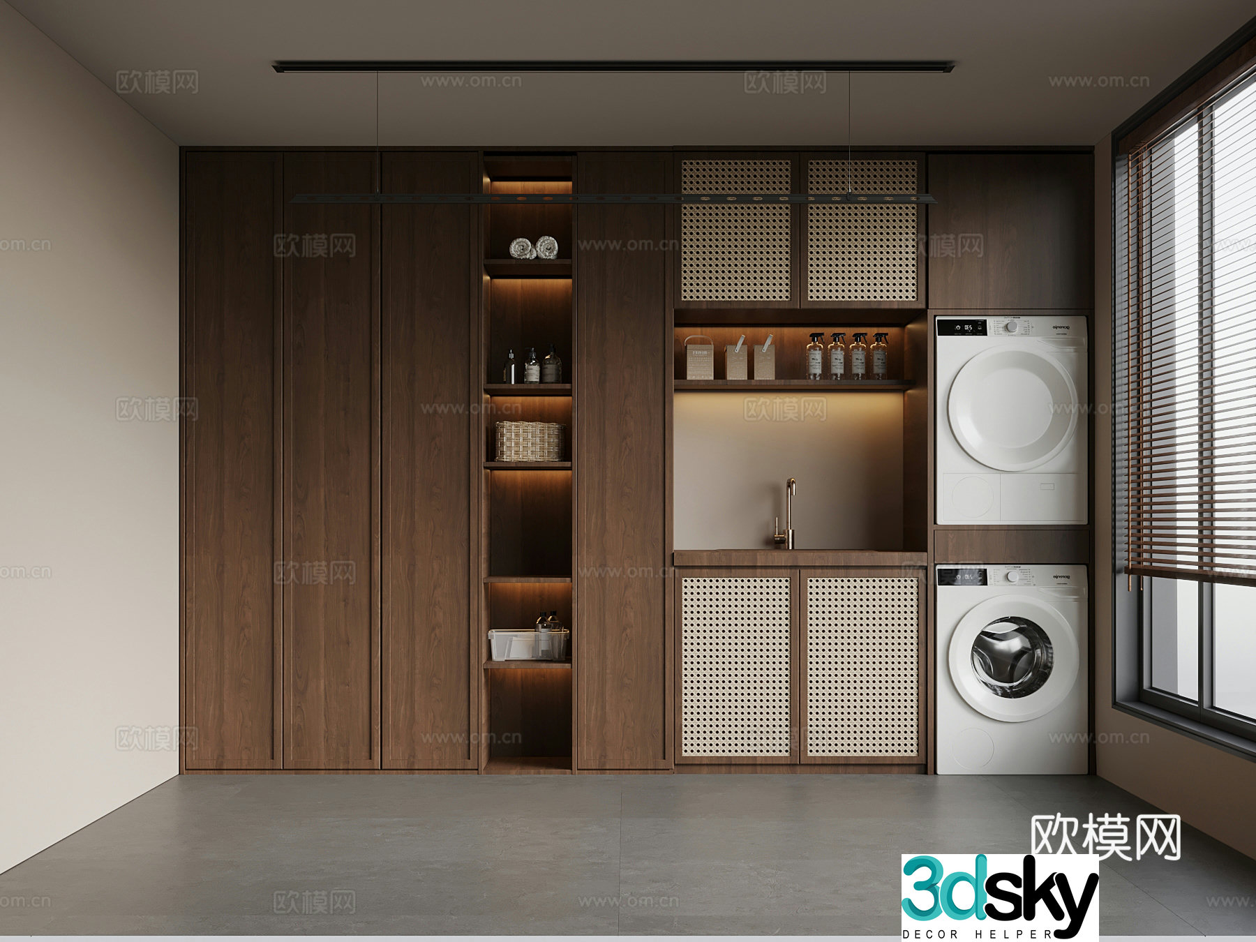 Laundry room medieval style laundry room washing cabinet washing machine 3d model