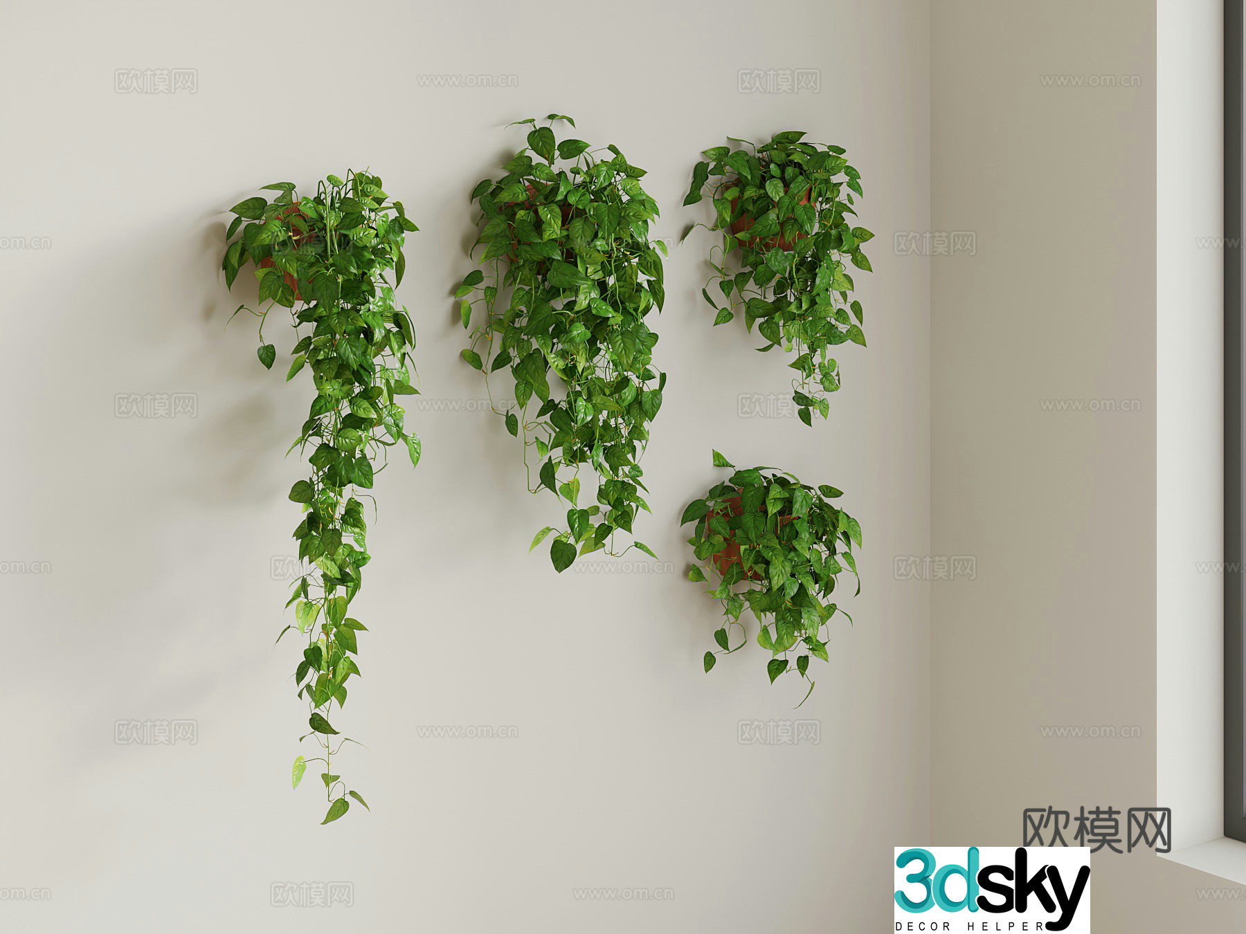 Potted plants Modern hanging basket pot plant 3D model