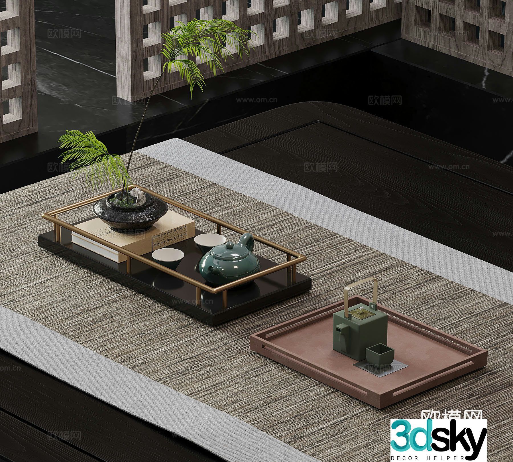 New Chinese style tea set teapot tea cup 3d model