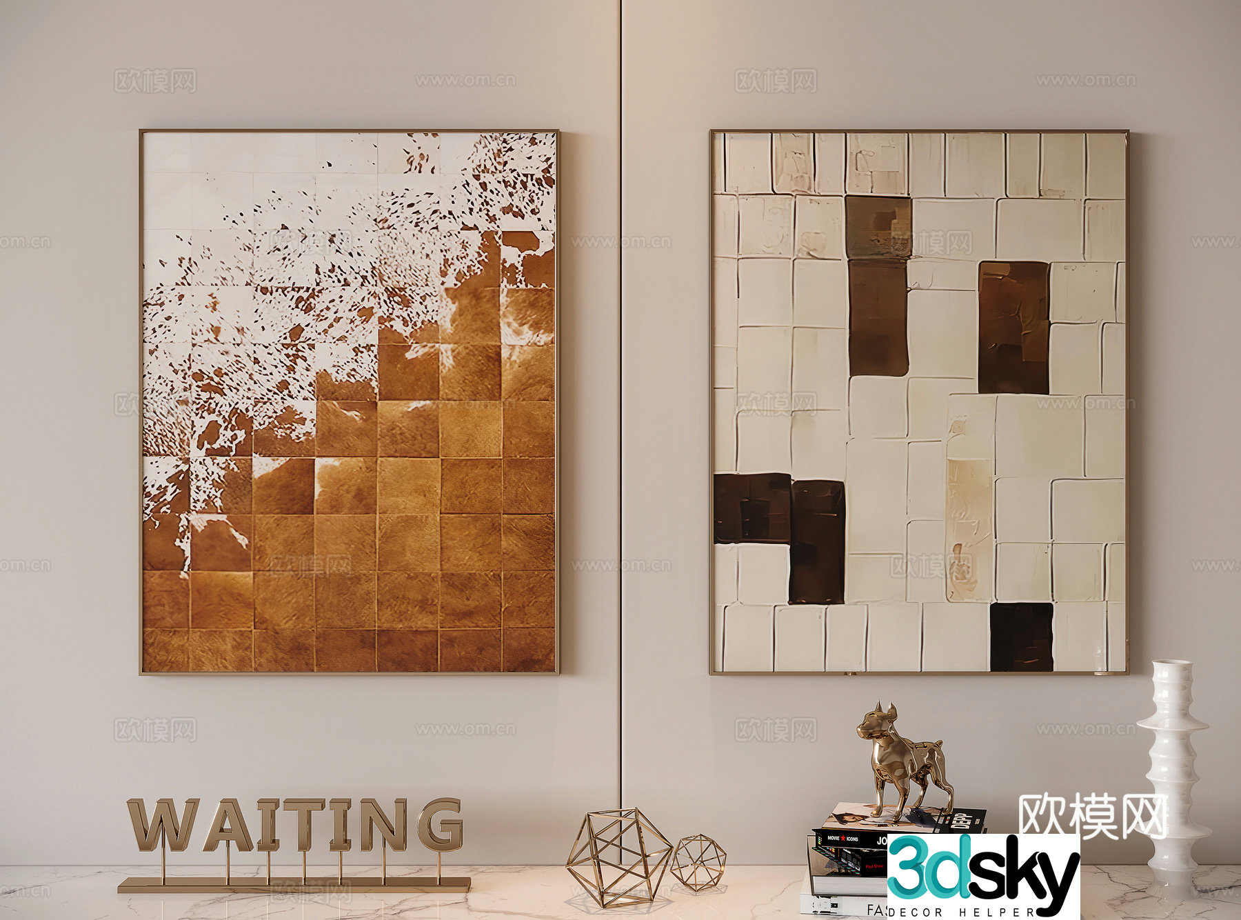 Modern light luxury decorative painting 3d model