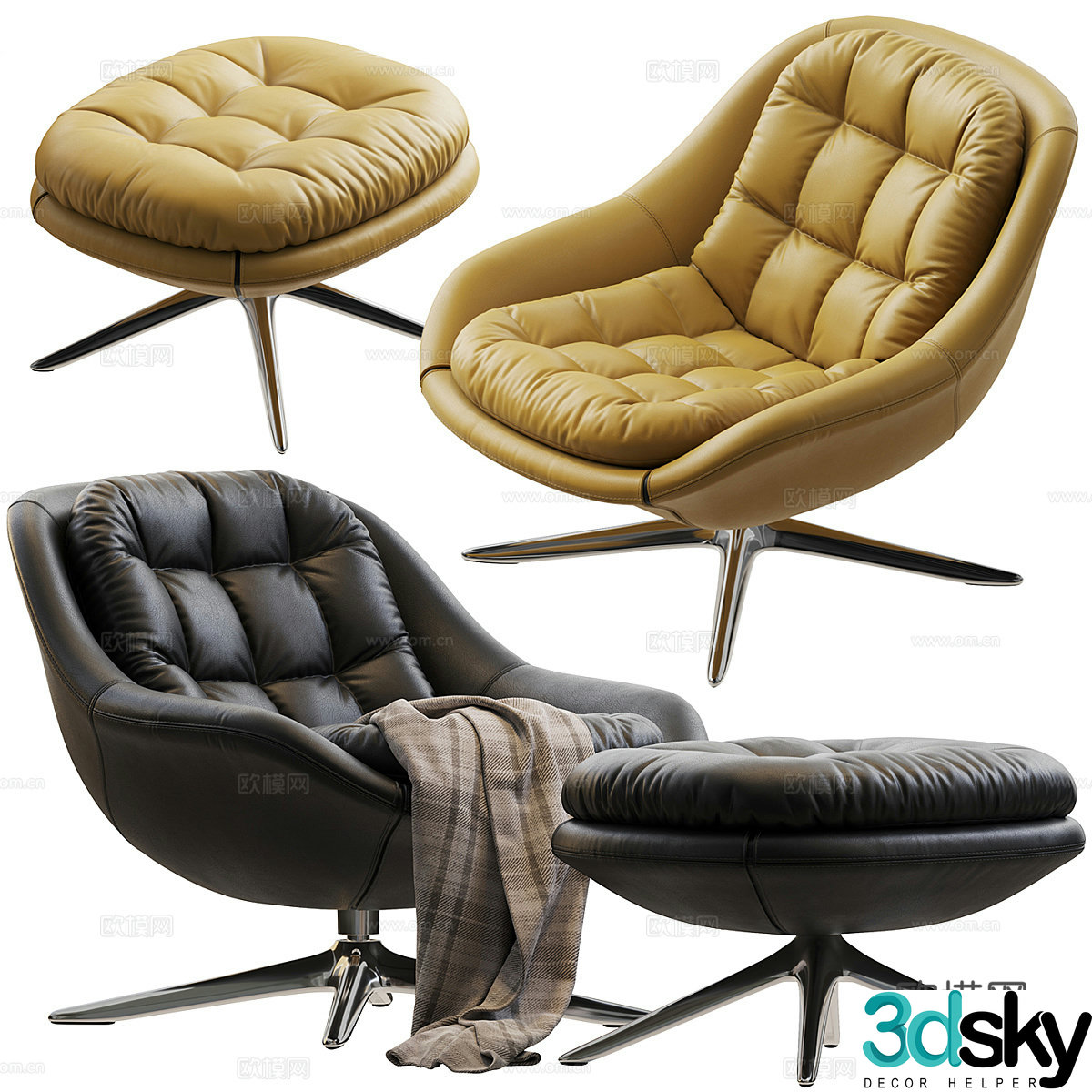 Modern Italian Kendall lounge chair 3d model