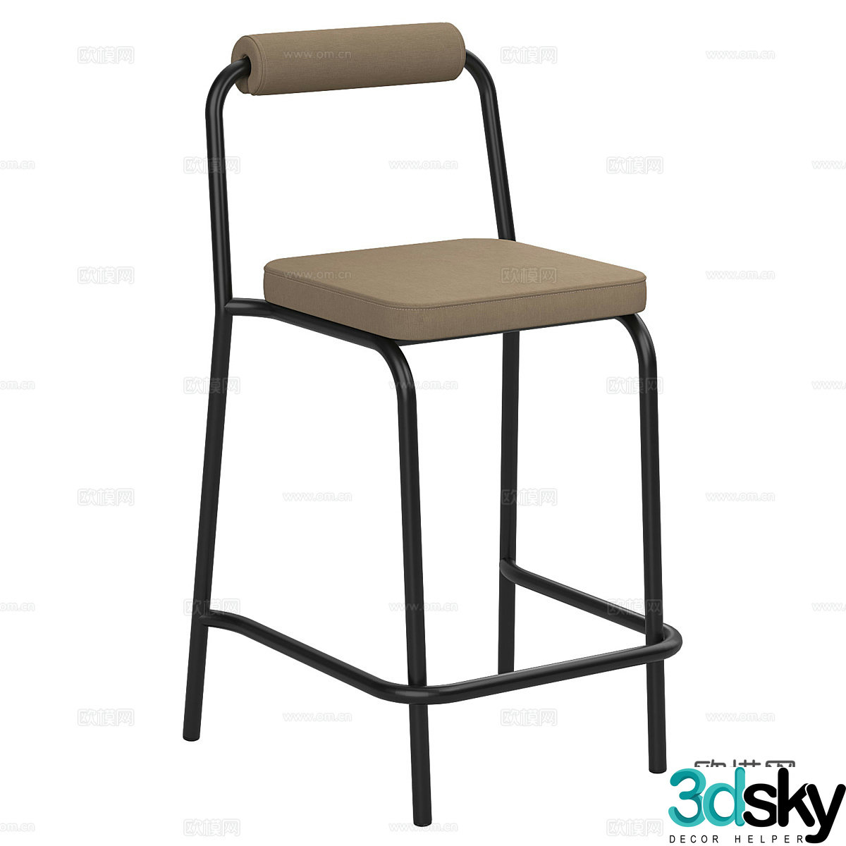 Nordic simple bar chair chair simple chair 3d model