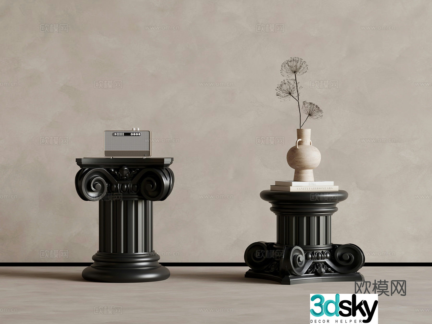 Side table French retro style Side table corner table 3D model