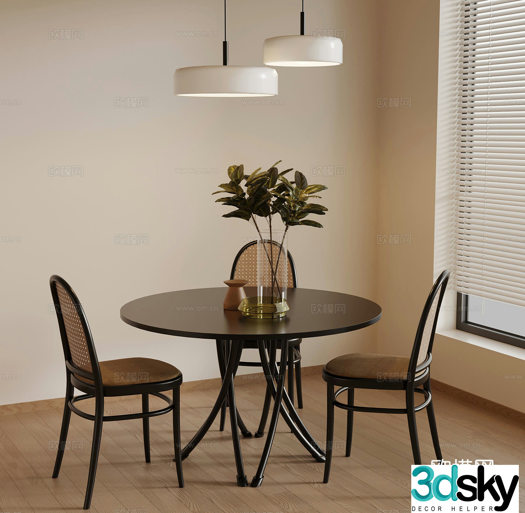 Dining table and chair French dining table and chair 3D model