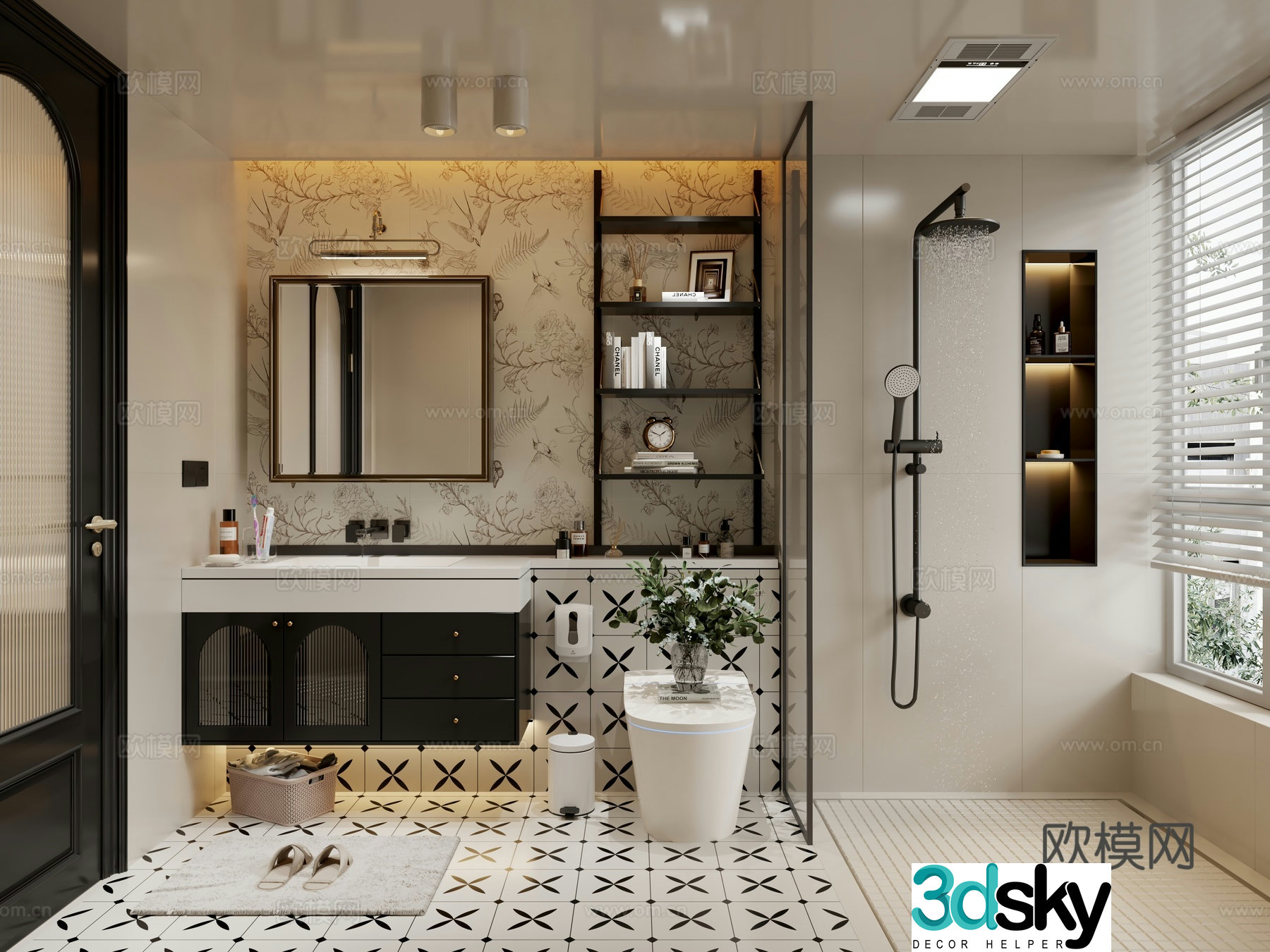 French style bathroom creamy bathroom 3d model