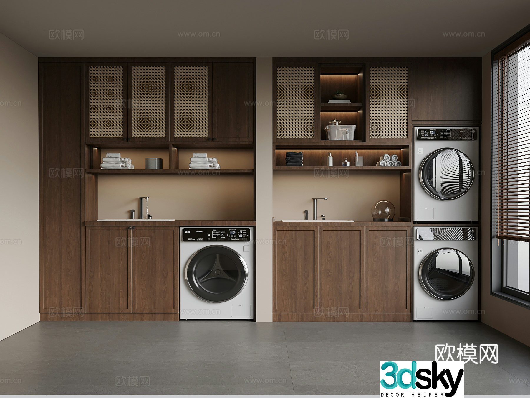Laundry room medieval style laundry room washing cabinet washing machine 3d model