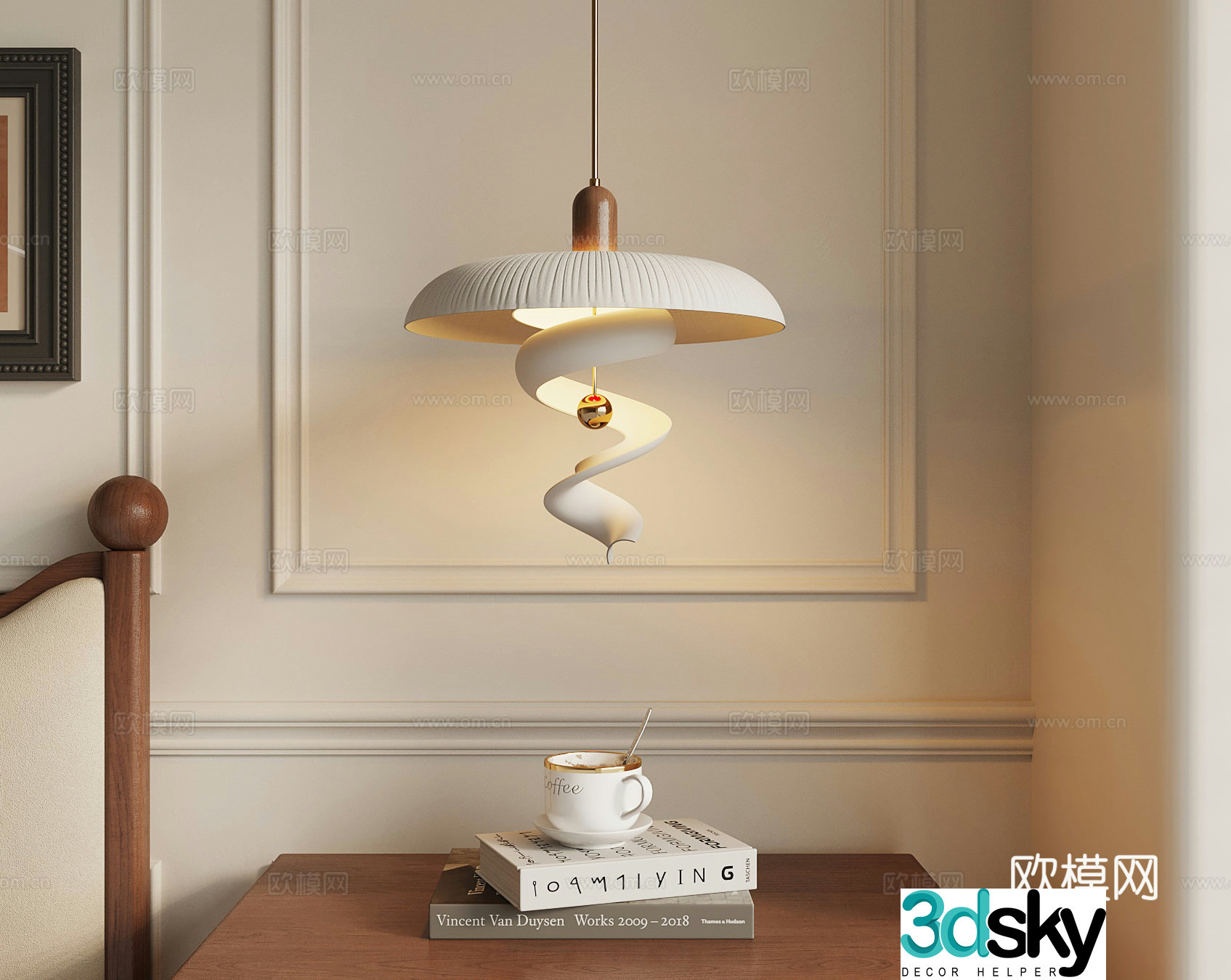 Chandelier French Chandelier Small Chandelier Book Coffee Cup 3D Model