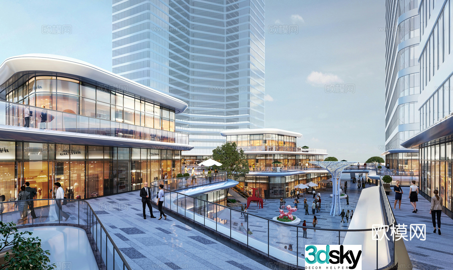 Modern commercial complex Commercial street Commercial square Shopping center Pedestrian street 3d model