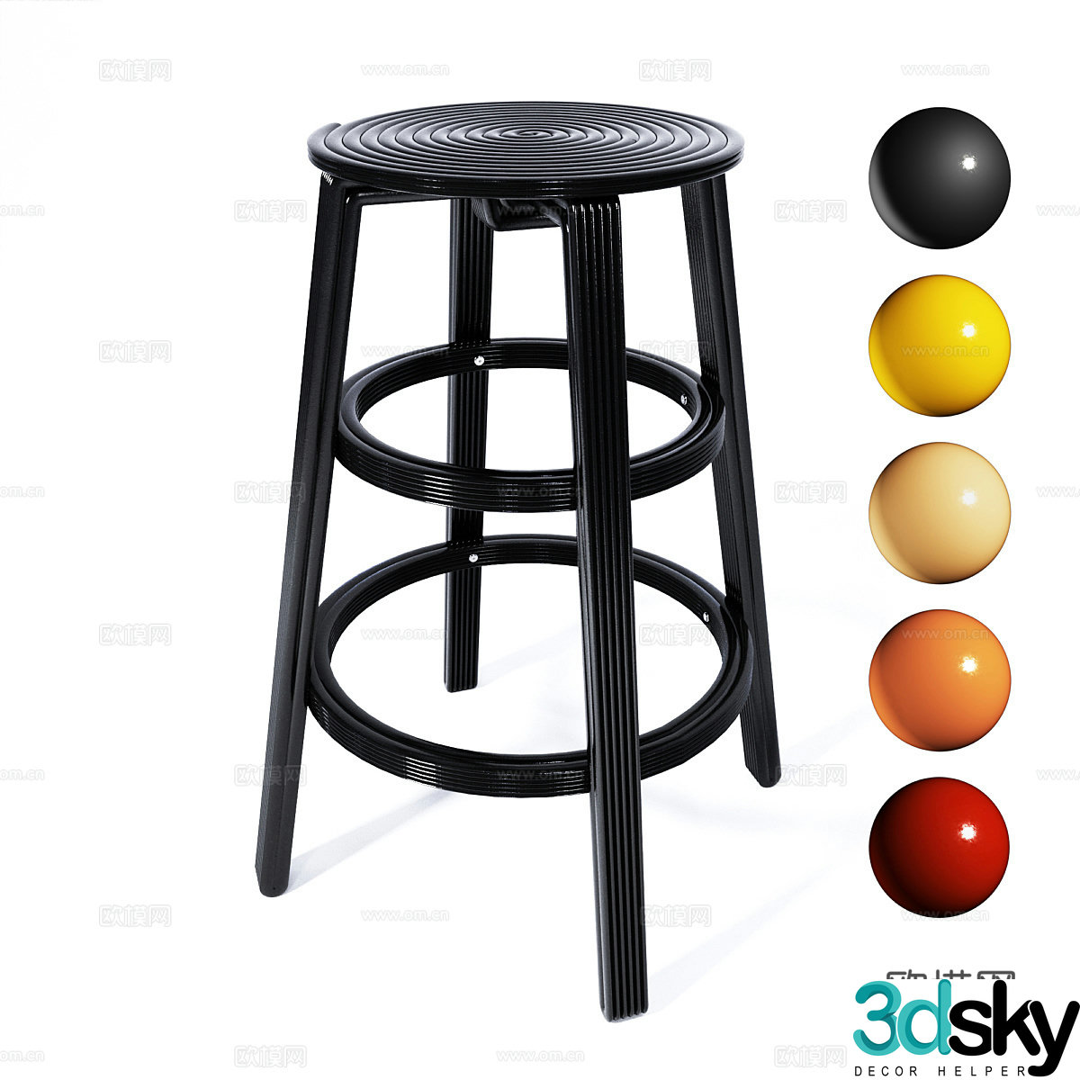 Modern minimalist bar chair chair chair simple chair stool 3d model