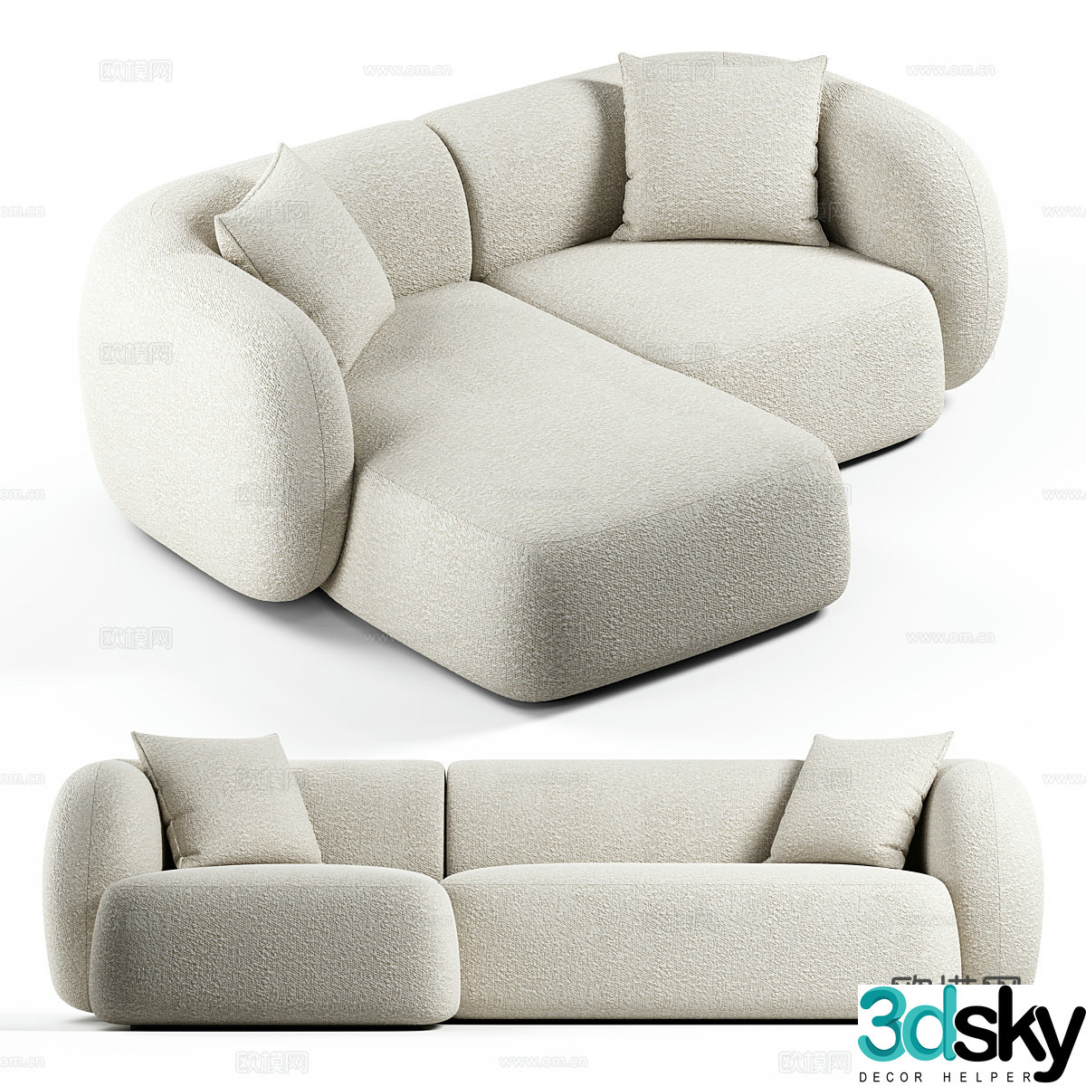 Modern Cream Style Kave Home – Martina Sofa 3d Model