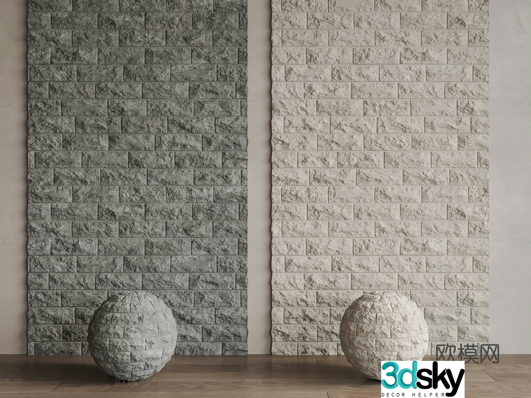 Modern cultural stone white brick wall gray brick wall brilliance pu stone cultural stone background wall 3d model