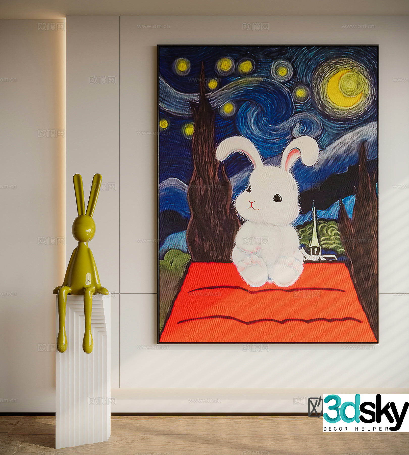 Modern minimalist decorative painting 3d model