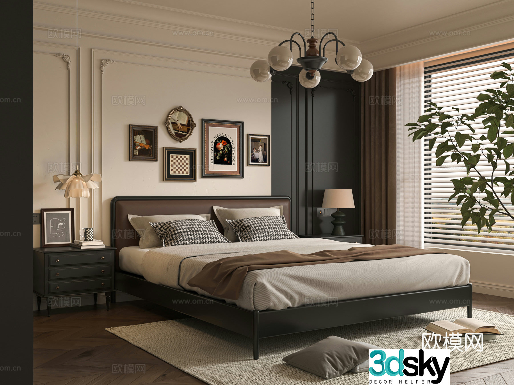 Middle-aged bedroom 3d model