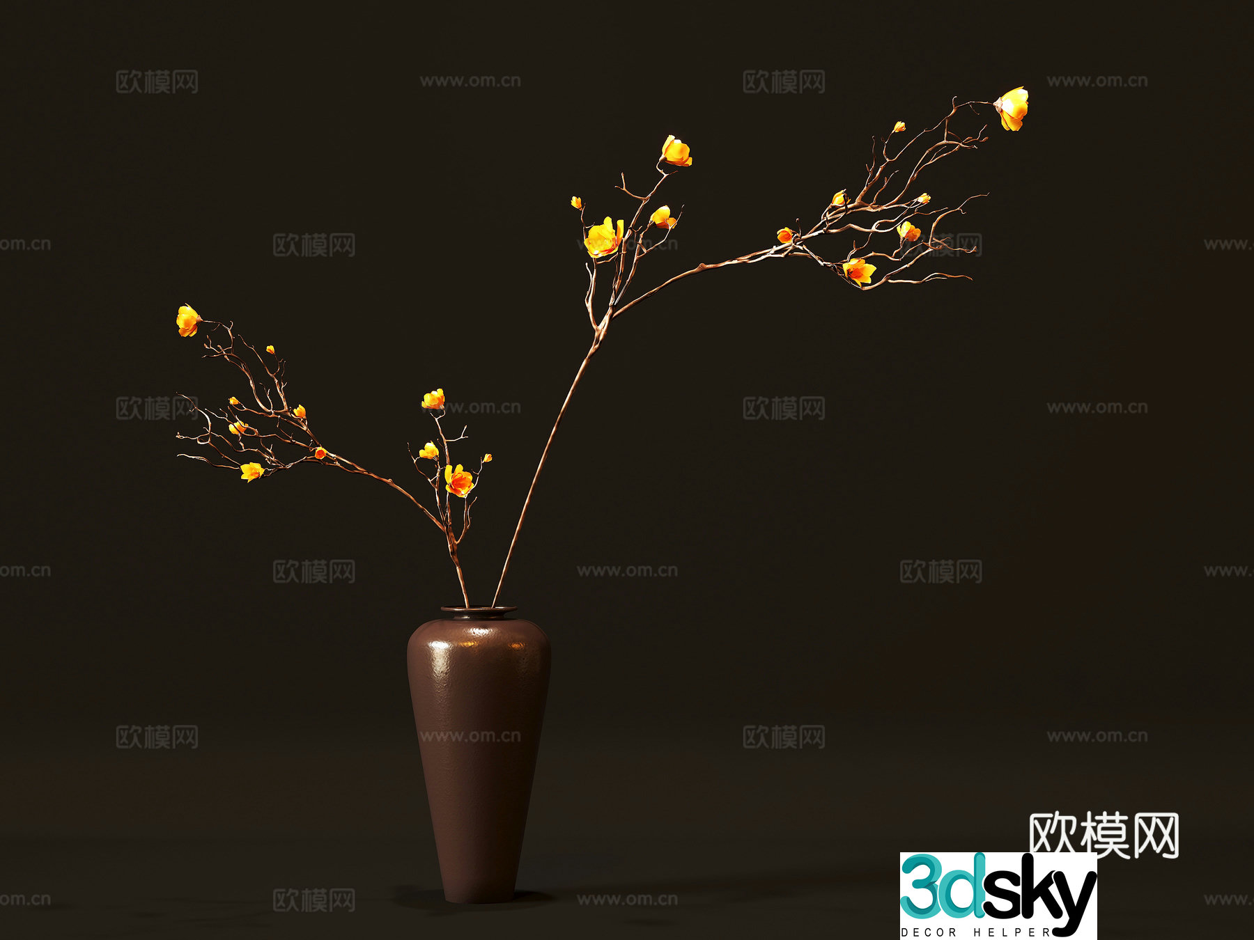 3D model of flower arrangement of vase