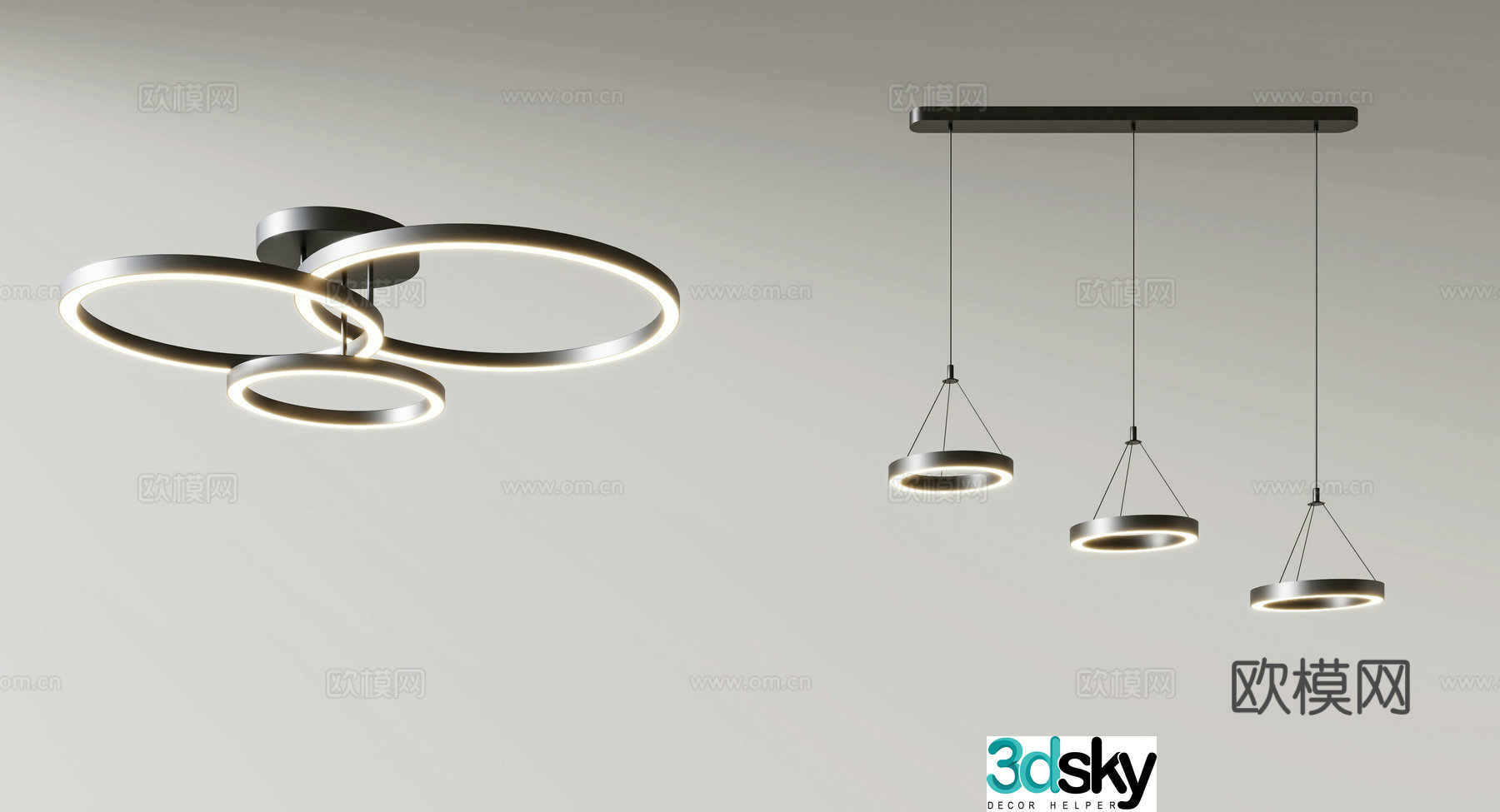 Modern light luxury living and dining room chandeliers combination bedroom ceiling chandeliers 3D model