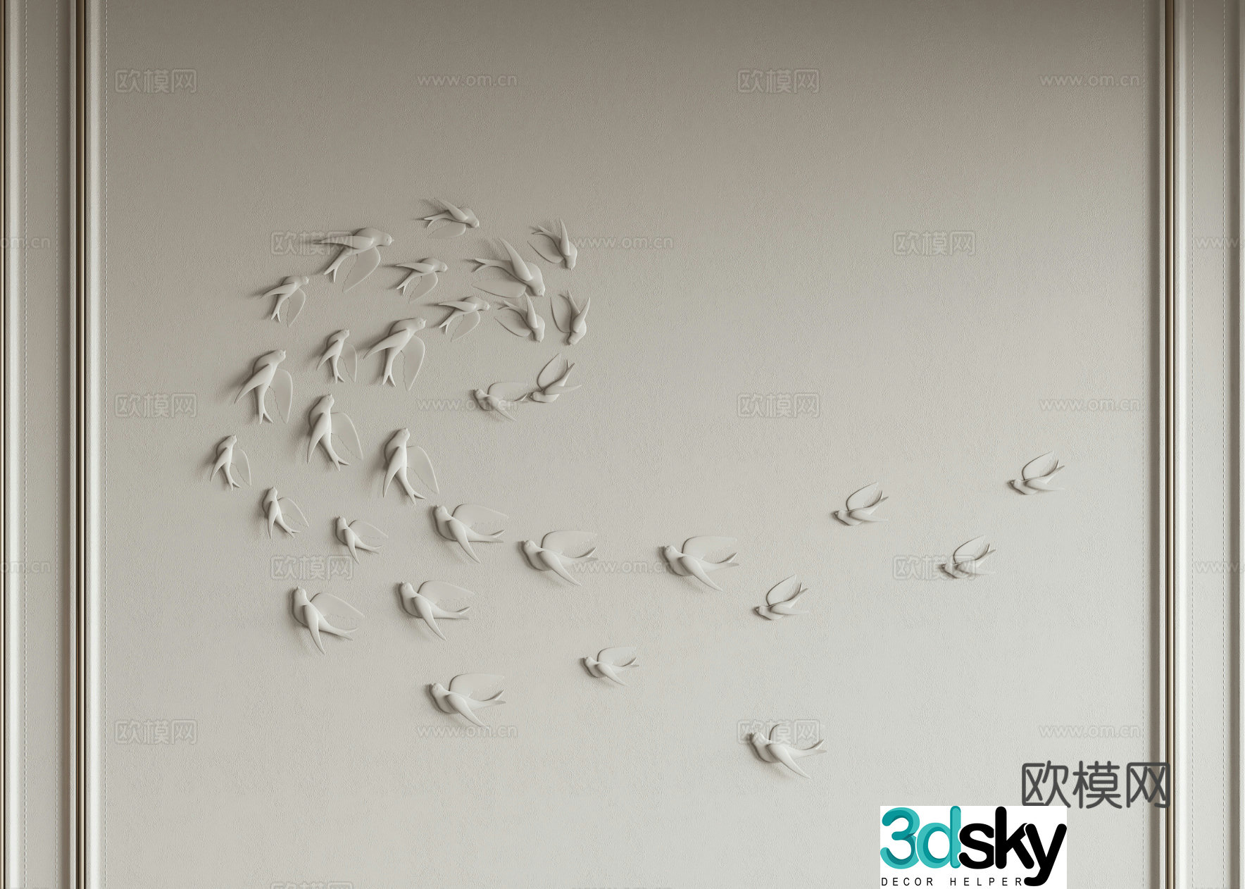 New Chinese hard package background wall 3D model