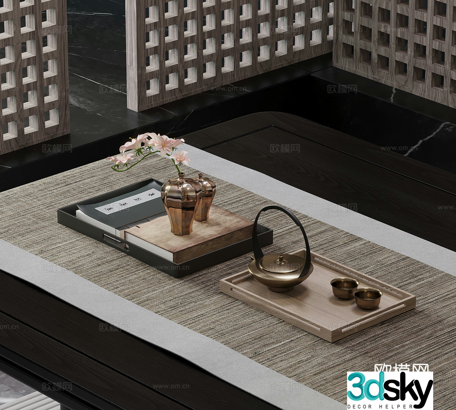 New Chinese style tea set teapot tea cup 3d model
